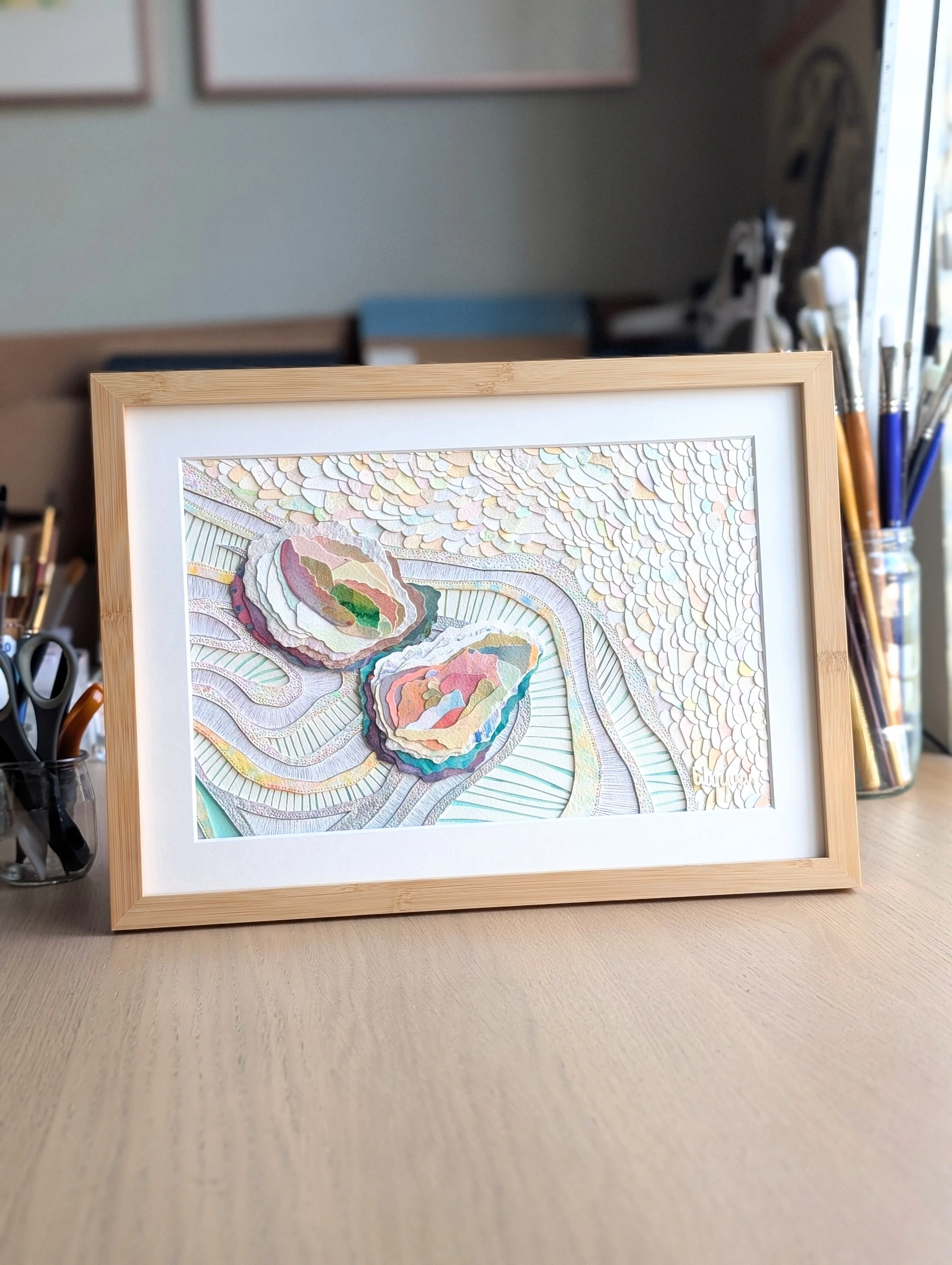 Oyster Study No. 1 - A Bed of Pebbles - 10”x14”