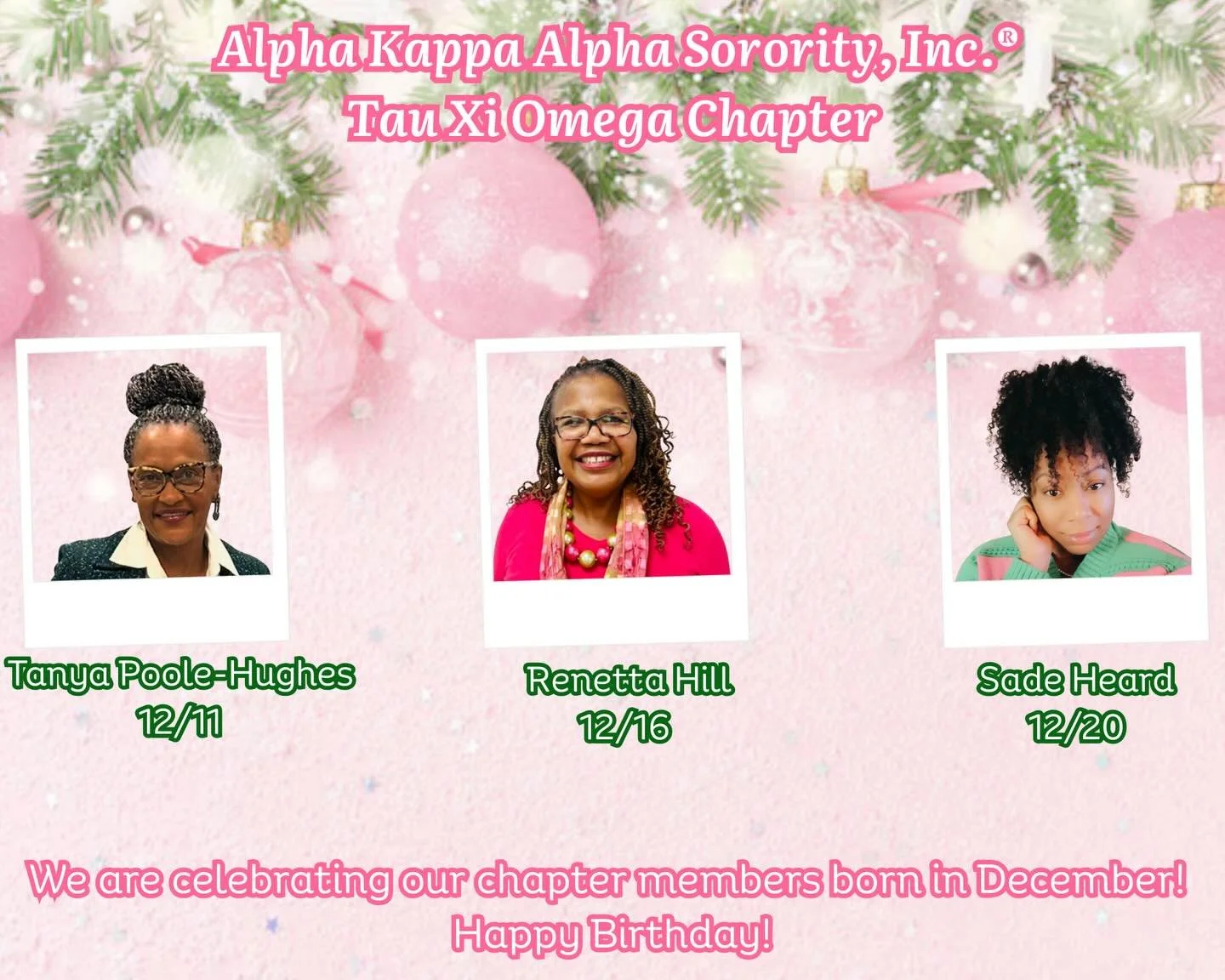 It&rsquo;s the most wonderful time of the year! As we embrace the holiday season, Tau Xi Omega Chapter would like to wish all of the chapter members born in December a happy birthday. We are excited to celebrate with them!🩷💚