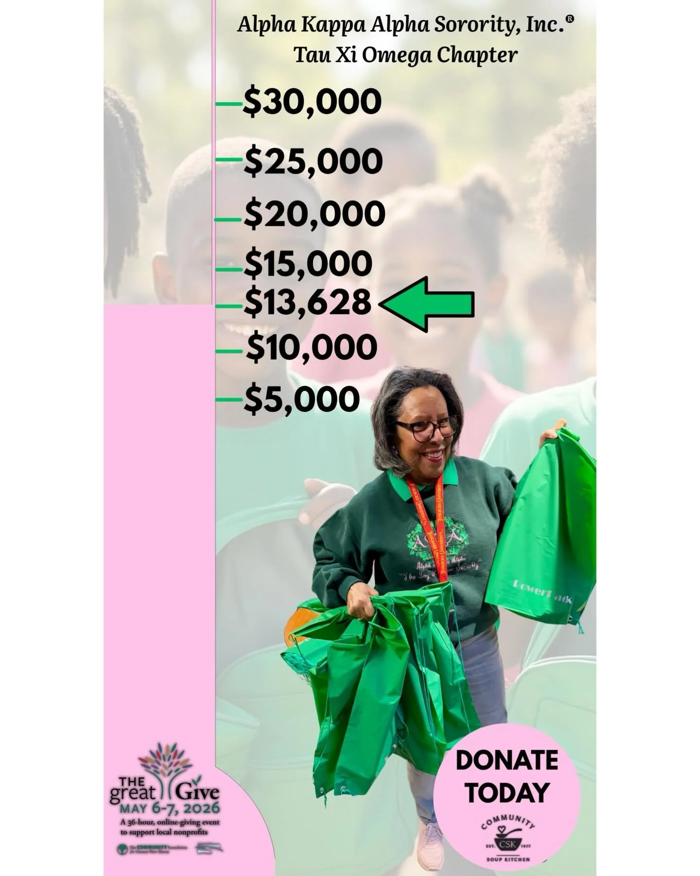 🩷💚Didn&rsquo;t give yesterday? It&rsquo;s okay &mdash; you can still give today!

There&rsquo;s still time to support Tau Xi Omega &amp; @csknewhaven during The Great Give! Every donation makes a difference. Every share helps spread the mission. 

