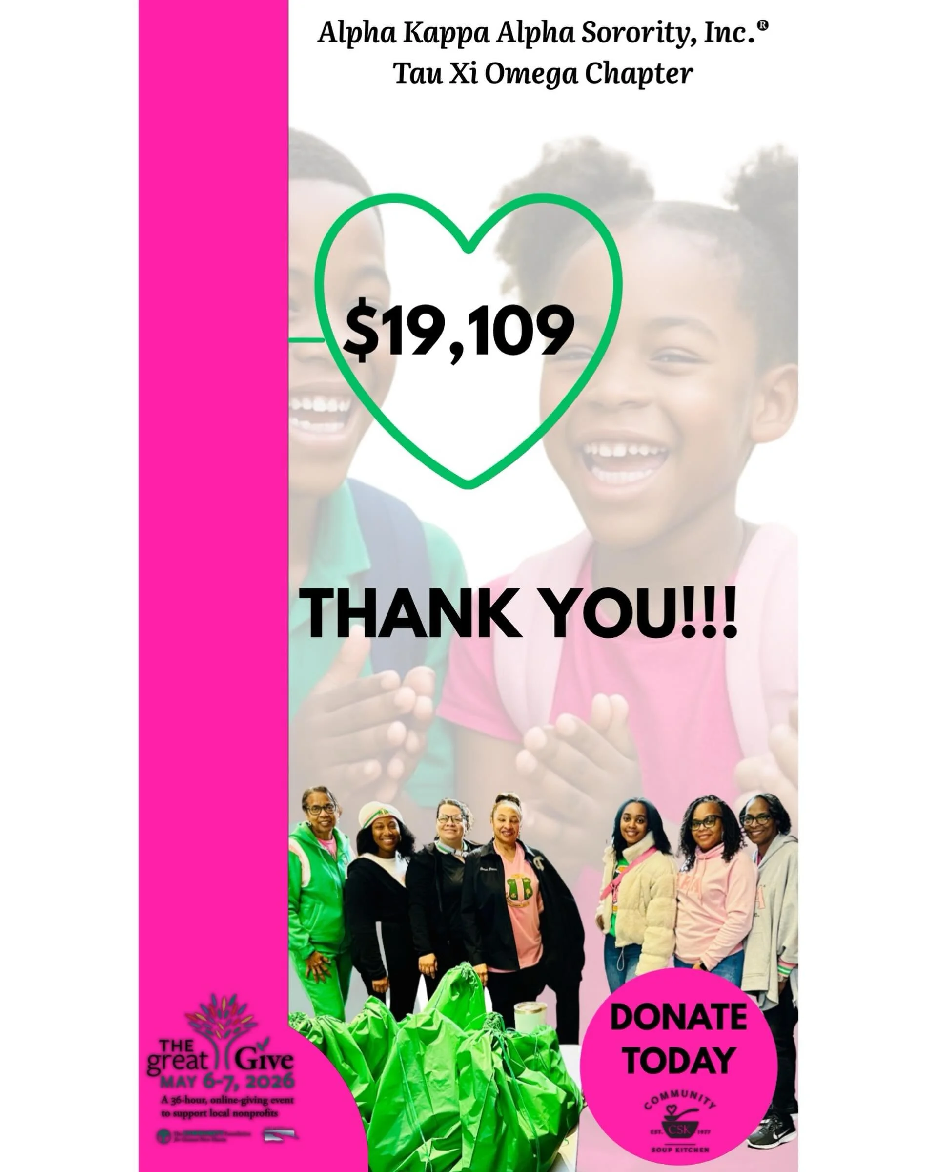 The 2026 Great Give has officially ended and we were able to raise $19,109 to date! Thank you so much to everyone who donated and/or campaigned on our behalf! Thank you to our amazing partner @csknewhaven for the great opportunity to continue feeding