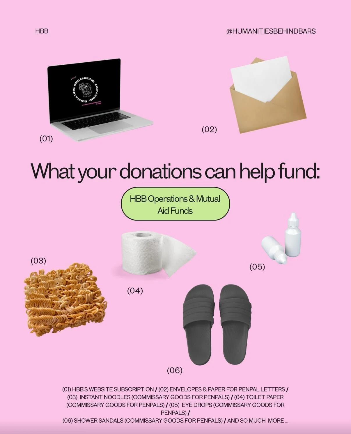 Donating just $5 a month can go a long way and here are a few examples of how HBB uses your donations. Please like, share, comment, &amp; save this post to help us boost visibility! 👀

Did you know, having adequate access to basic necessities like t