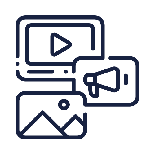 Symboldarstellung von Video- und Audio-Icons, einschließlich eines Bildes, die für Medien oder Multimedia-Inhalte stehen.