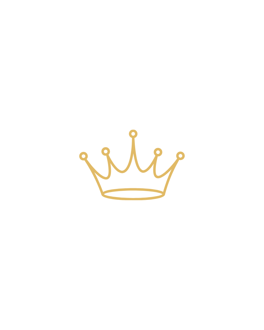 Black background with a gold outline crown in the center.
