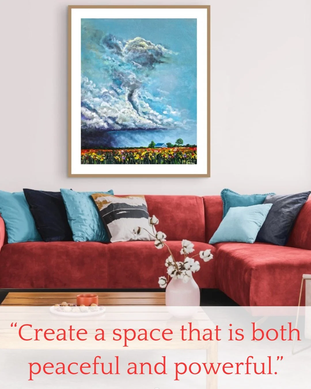 Unleashed Fury transforms any room with her grounding flowers and stormy sky. Try the Serene Storm look with Rainwashed walls, wood textures, and wildflowers. Or embrace Bold Storm with a deep red accent wall and pops of sunflower yellow. 

Which fee