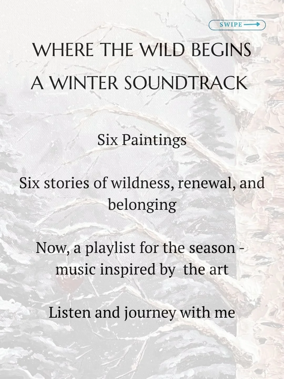 A Gift for the Season: The Soundtrack to &ldquo;Where the Wild Begins&rdquo;

As the year draws to a close, I wanted to share something special. A playlist inspired by my first collection, &ldquo;Where the Wild Begins.&rdquo; Each song is paired with