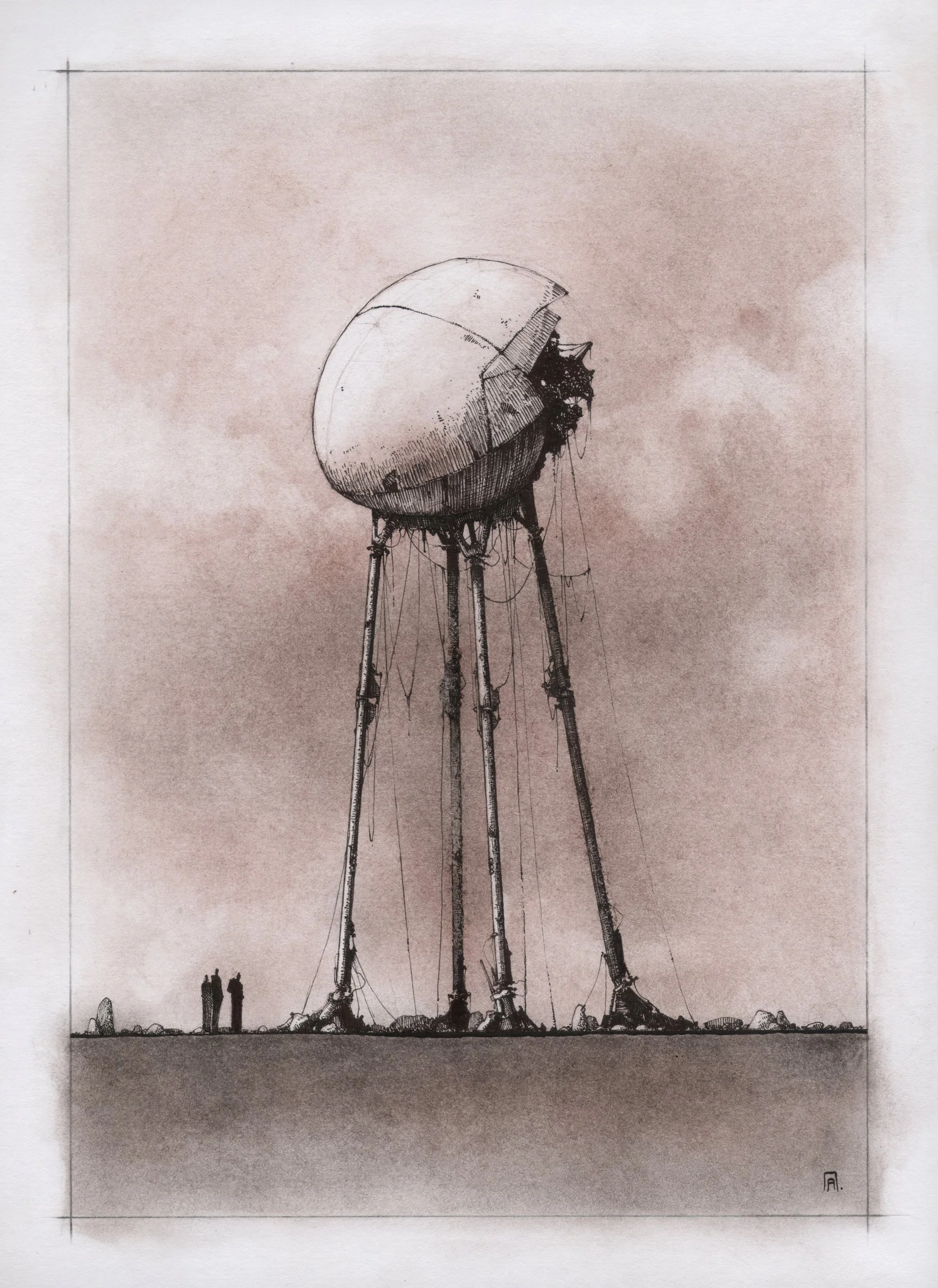 andreas-papastergiou-ink-and-color-pencils-drawing-the-landing.jpg