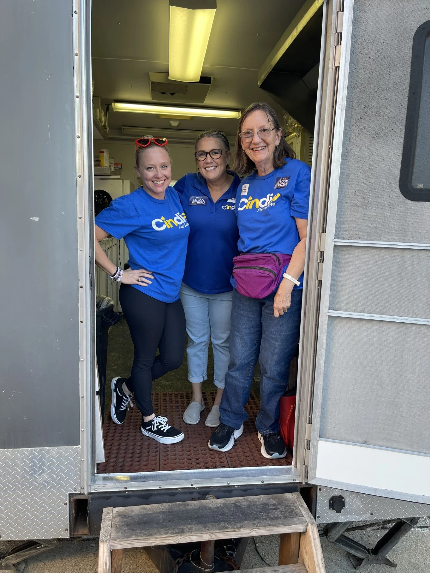 Two members of Cindi's campaign team, Andrea and Kathy, helped her work the Fall Festival booth.