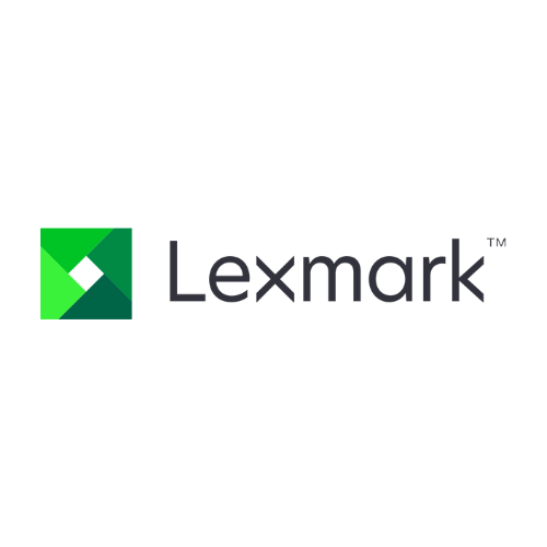 Logotipo de Lexmark en colores verde y gris.