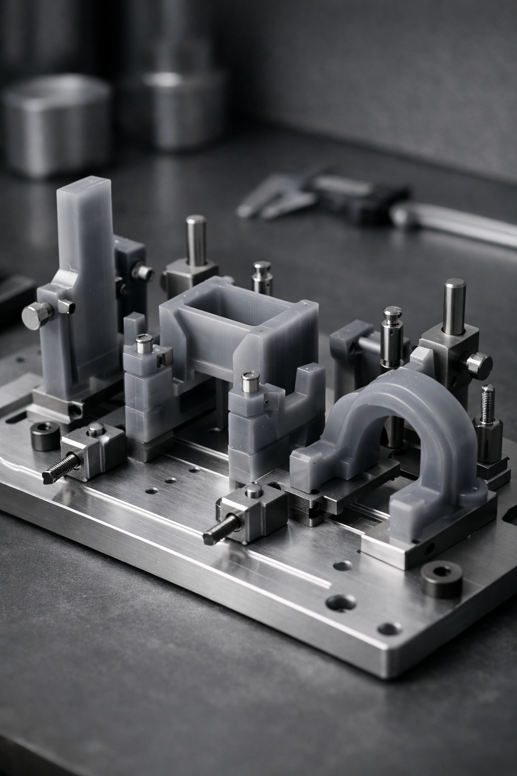 Precision resin 3D printed components ready for assembly