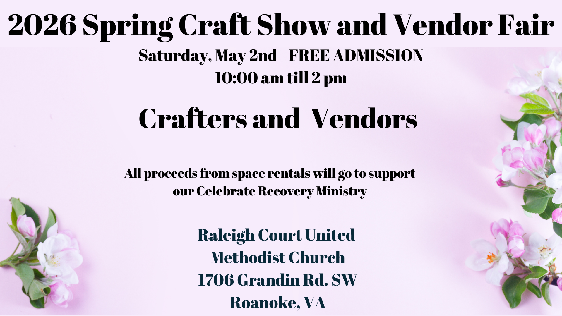 Celebrate Recovery 2026 Spring Craft and Vendor Fair 