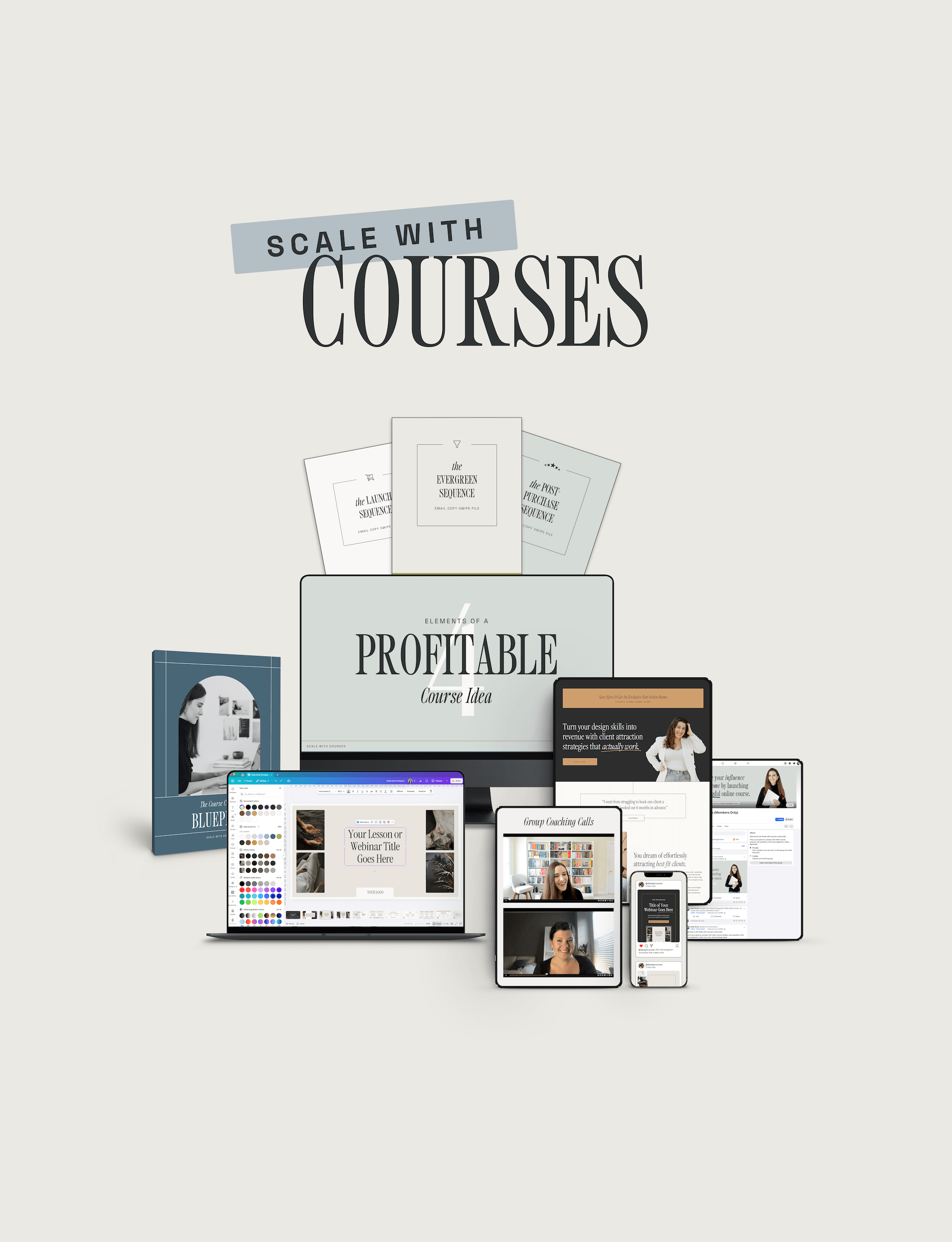 mockup of scale with courses