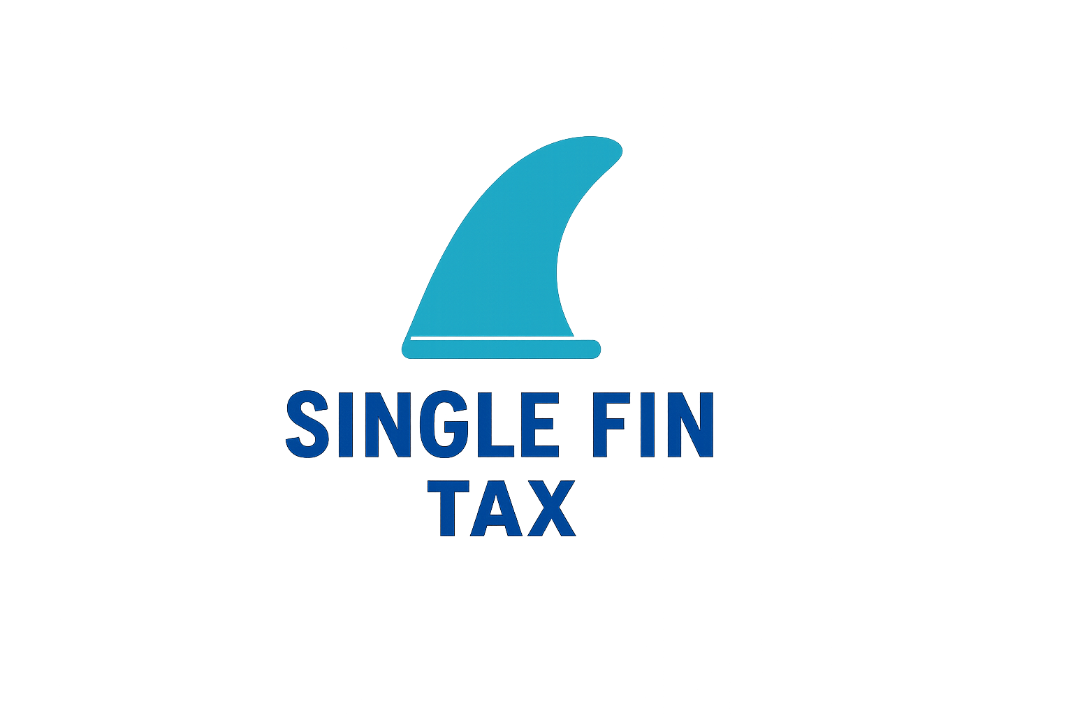 Neon sign with a shark fin icon above the words 'Single Fin Tax' in blue.