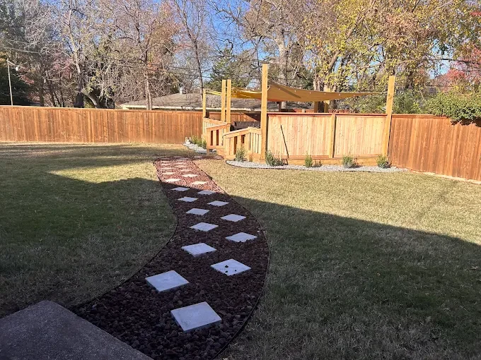 Landscaped walkway in tulsa