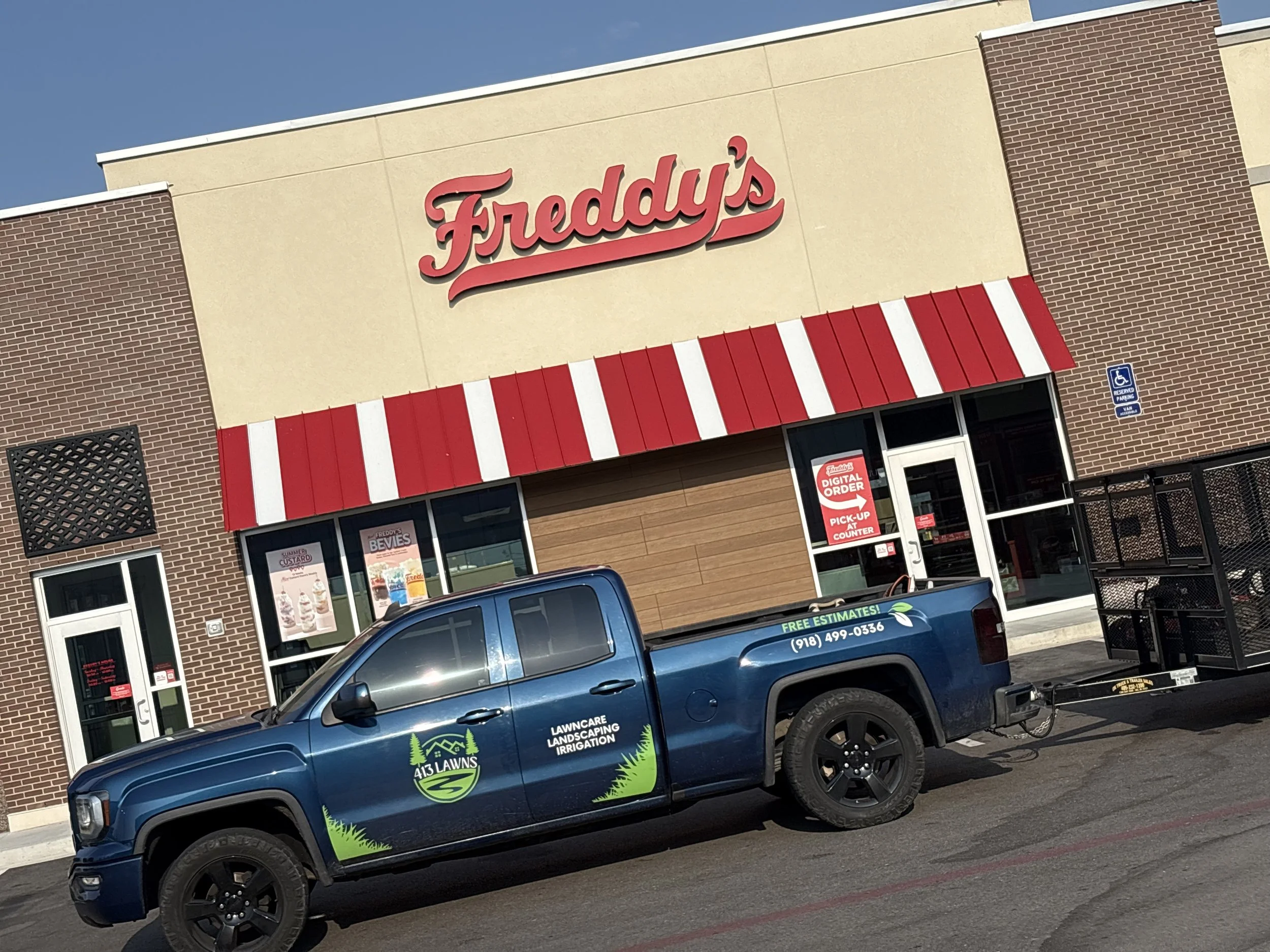 Commercial Landscaping Services for Freddys with 413 Truck