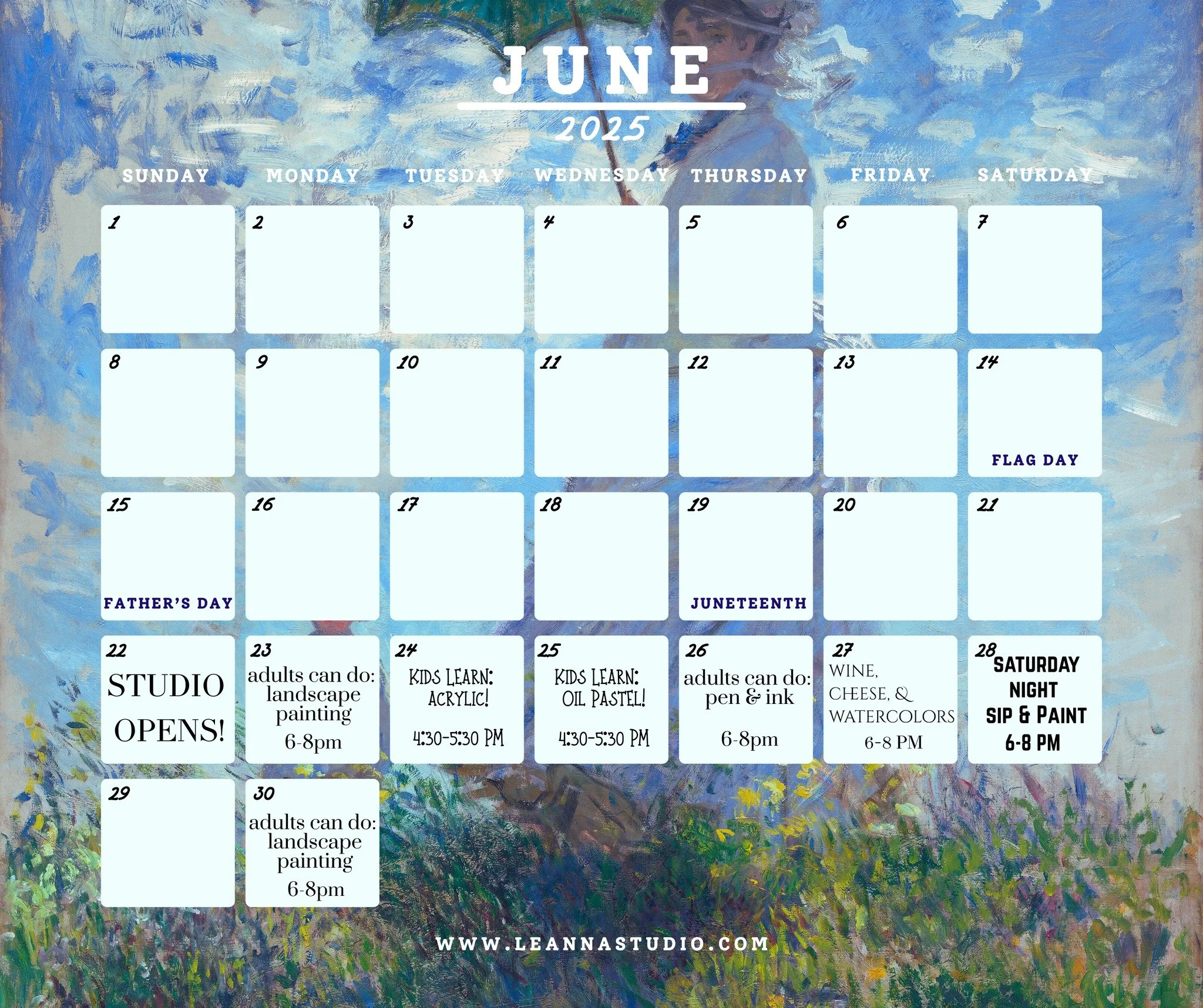 The June-August 2025 class calendar is now out! Looking forward to a summer full of creativity ☀️🎨

Sign up now to ensure your spot! https://www.leannastudio.com/all-events

#NEPA #ThingstodoNEPA #artclassesforadults #artclassesforadults #artclasses