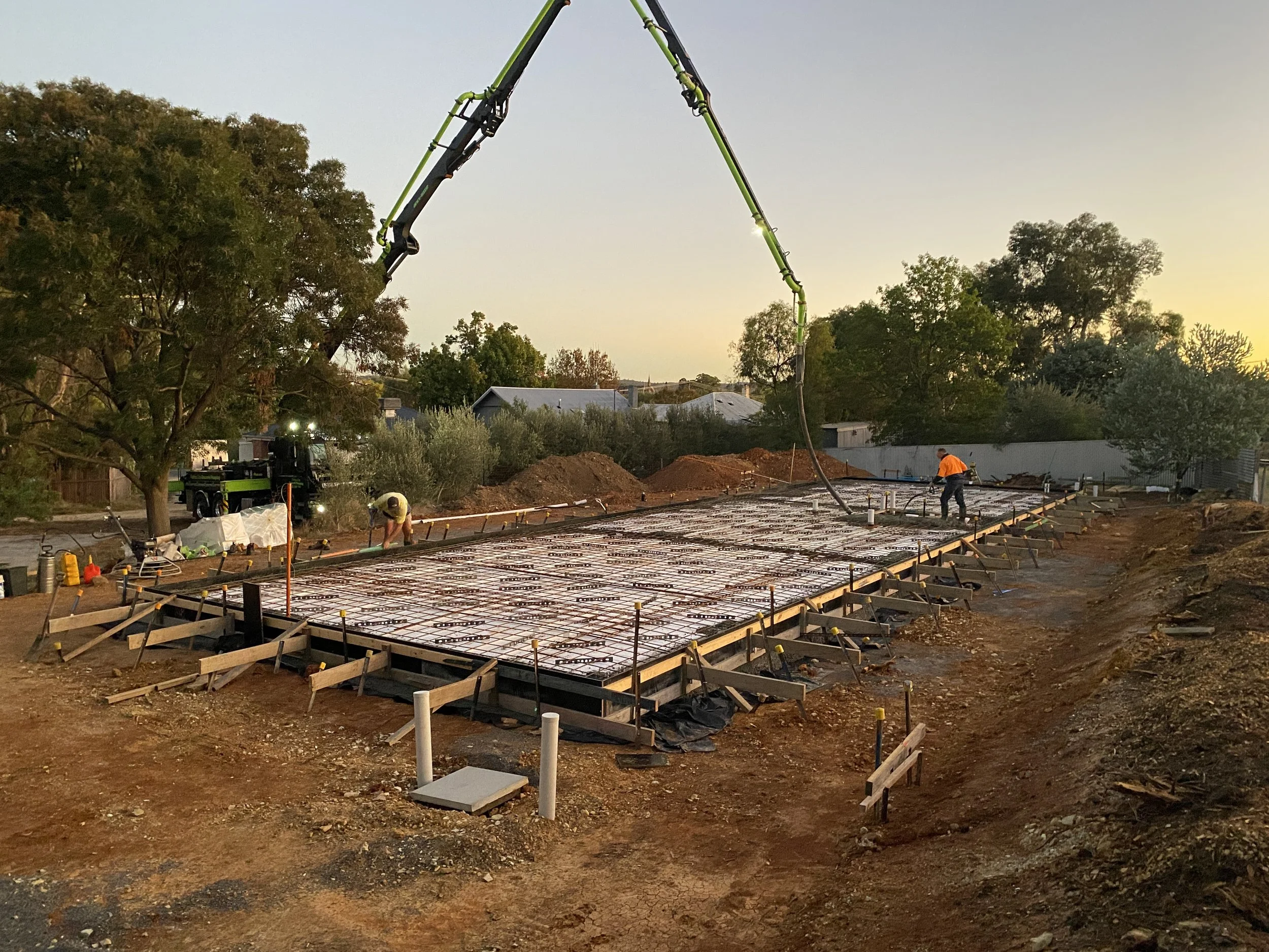 Early morning residential slab pour