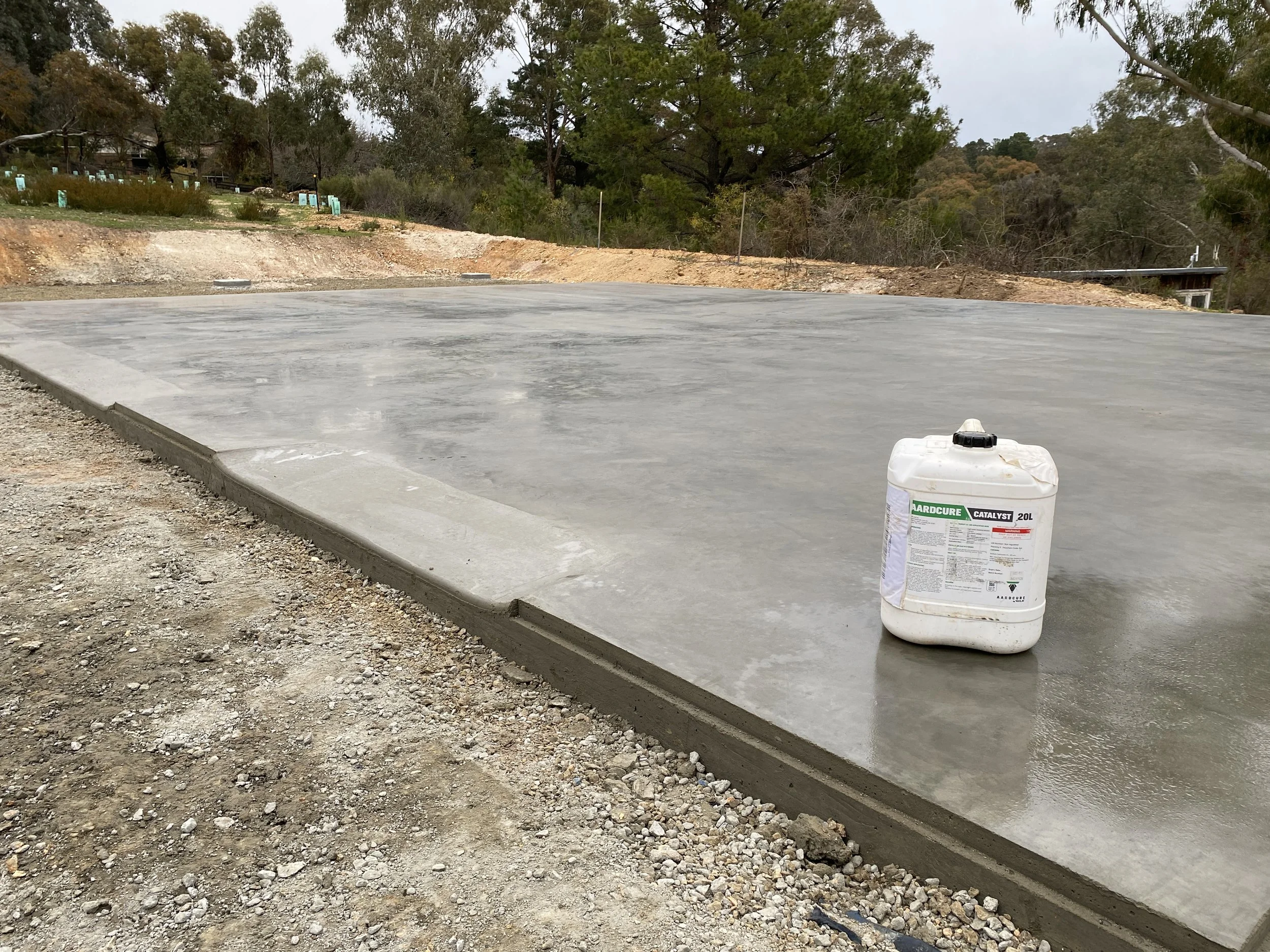 Shed slab, burnished with Vulk catalyst finishing aid