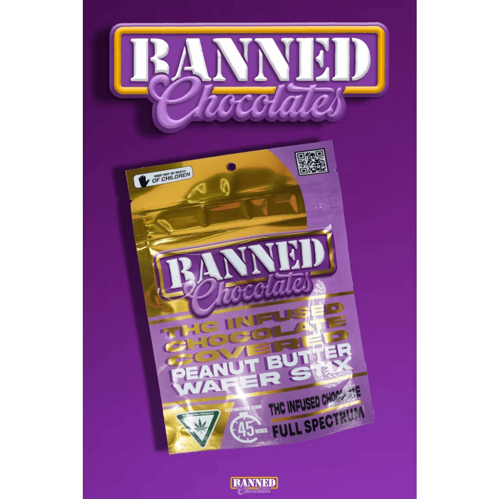 Banned | Chocolate Covered Peanut Butter Wafer Stix | 200mg THC | Full Spectrum