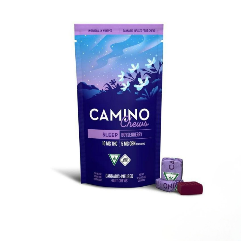 Camino by Kiva | Boysenberry | 10mg THC : 5mg CBN in Each | 20 Starburst Chews Total | SLEEP | 3 for $100