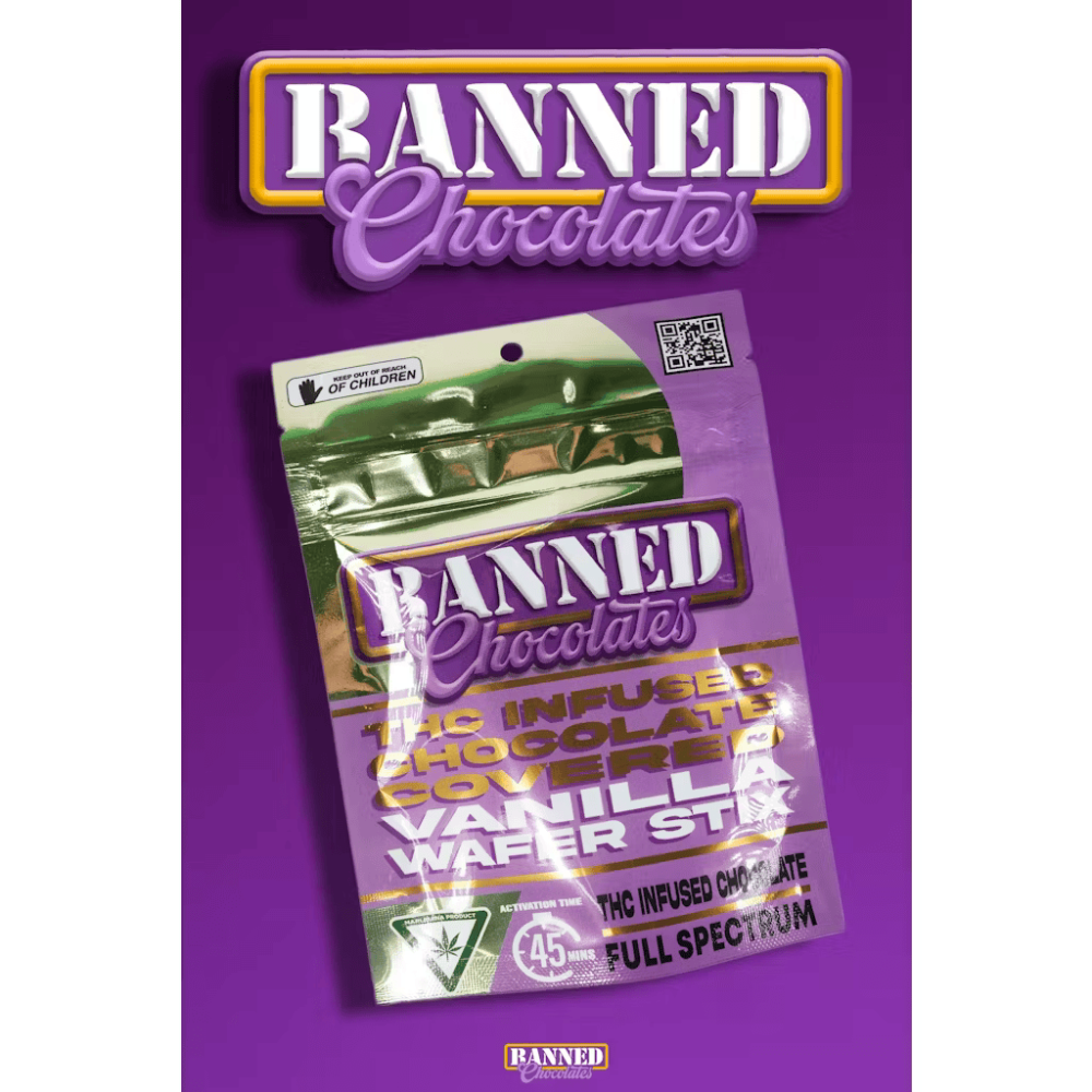 Banned | Chocolate Covered Vanilla Wafer Stix | 200mg THC | Full Spectrum