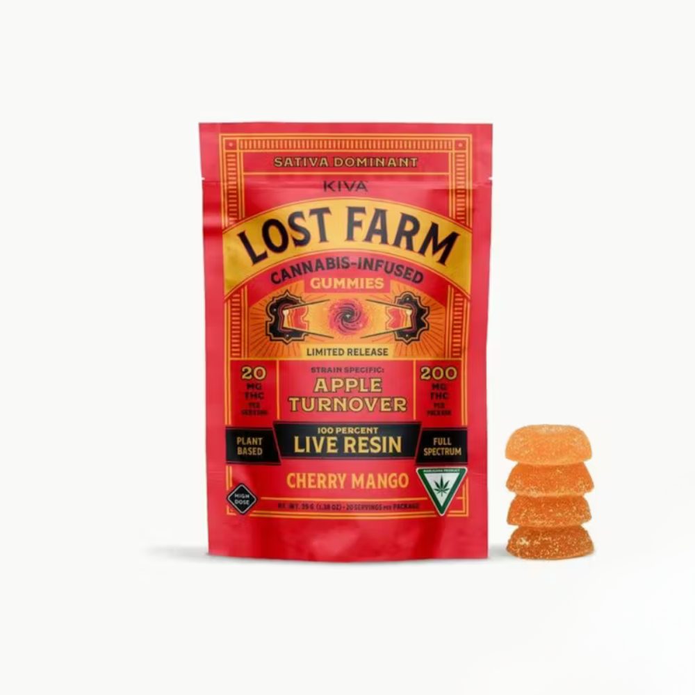 *BUY 2 GET 1 FREE* Kiva - Lost Farm | Cherry Mango x Apple Turnover 200mg Gummies | Live Resin | Full Spectrum | Sativa