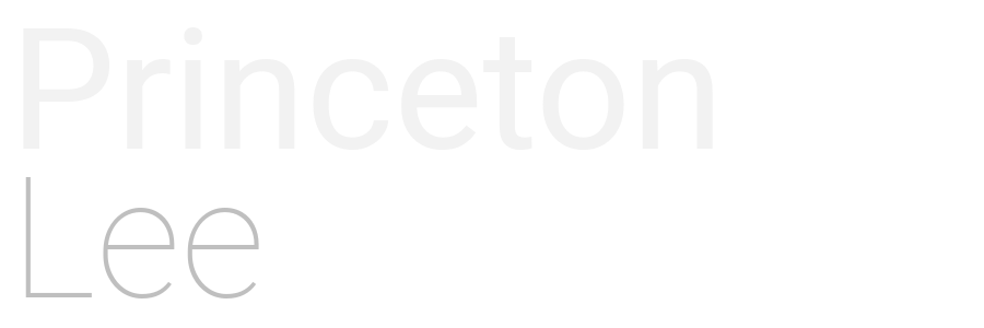 Close-up of the Princeton Lee logo on a black background.