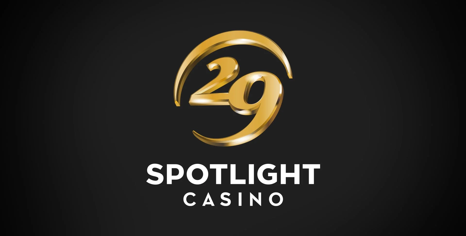 Gold number 29 with a circular swoosh on a black background, with the text 'SPOTLIGHT CASINO' below.