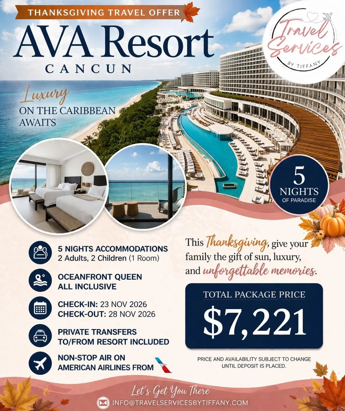 Time to plan those holiday getaways! 🦃 

AVA Hotel &amp; Resort sets a higher new standard of all-inclusive travel, a world of constant golden sunlight, soft white sand, views of the ocean in every direction, along with ever evolving events, program