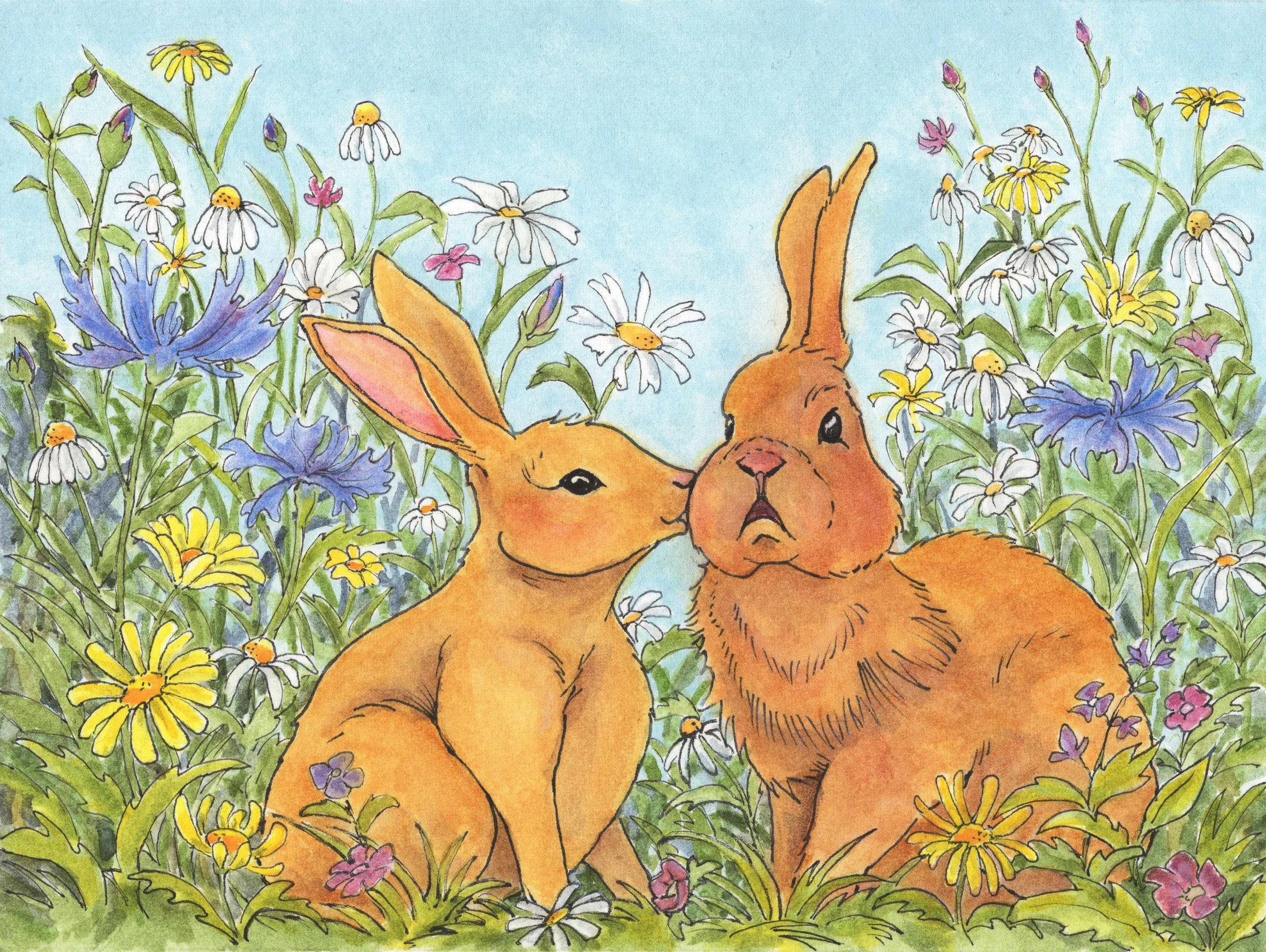 Frolic - Ink and Watercolor