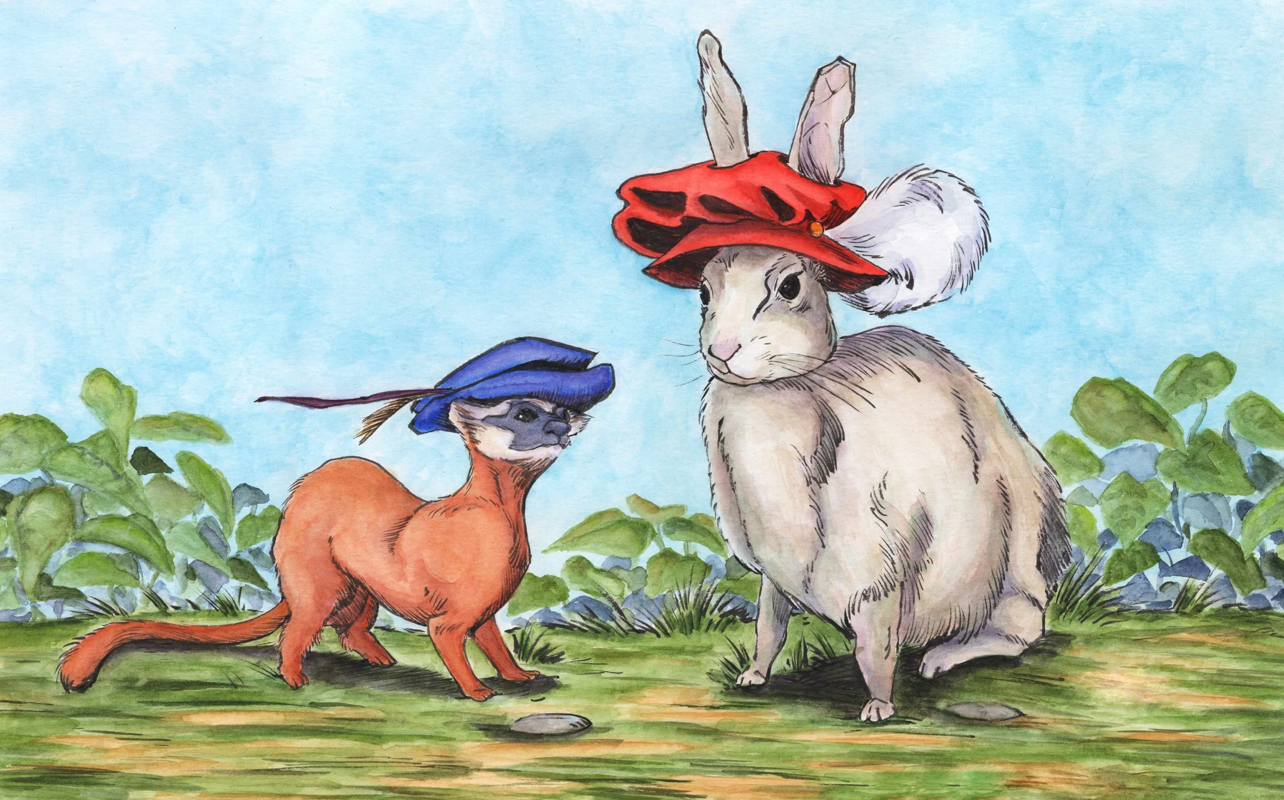 Dashing - Ink and Watercolor