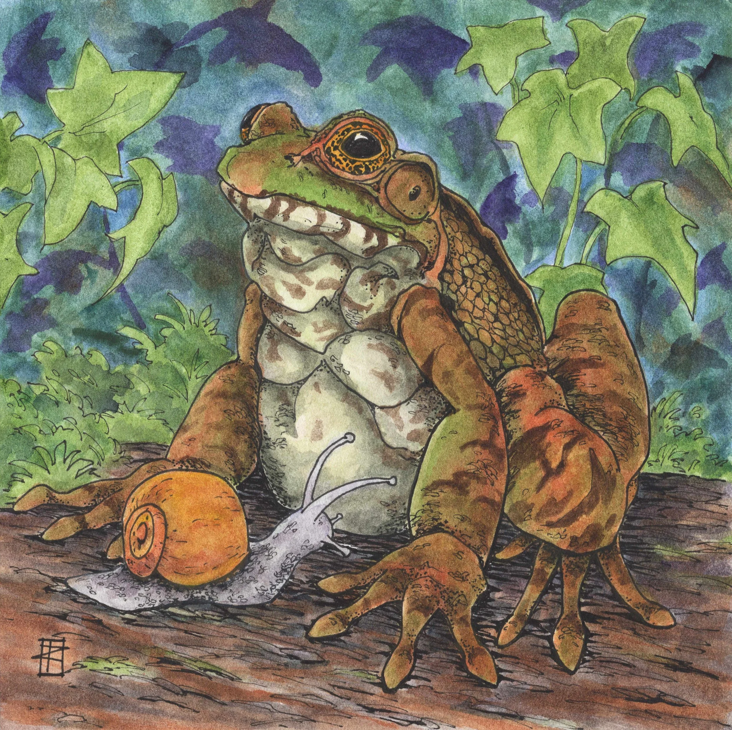 Not Alone -  Ink and Watercolor