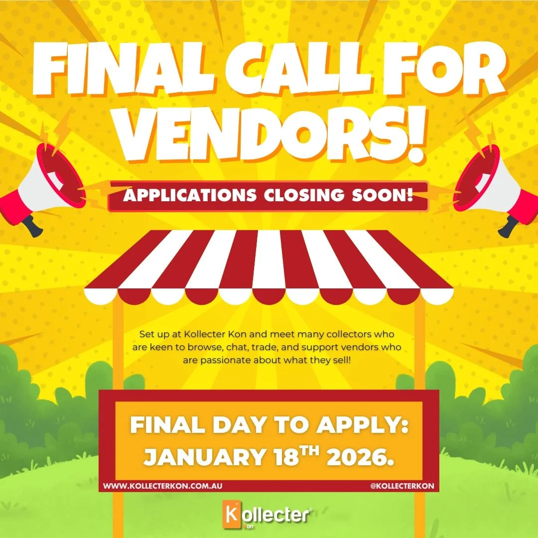 🚨 FINAL CALL, VENDORS 🚨

Applications are closing and spots are almost gone. If you want to sell at Kollecter Kon, this is your last chance to lock in a table or booth, move stock, and get in front of many of ready-to-buy collectors!

⏰ Application