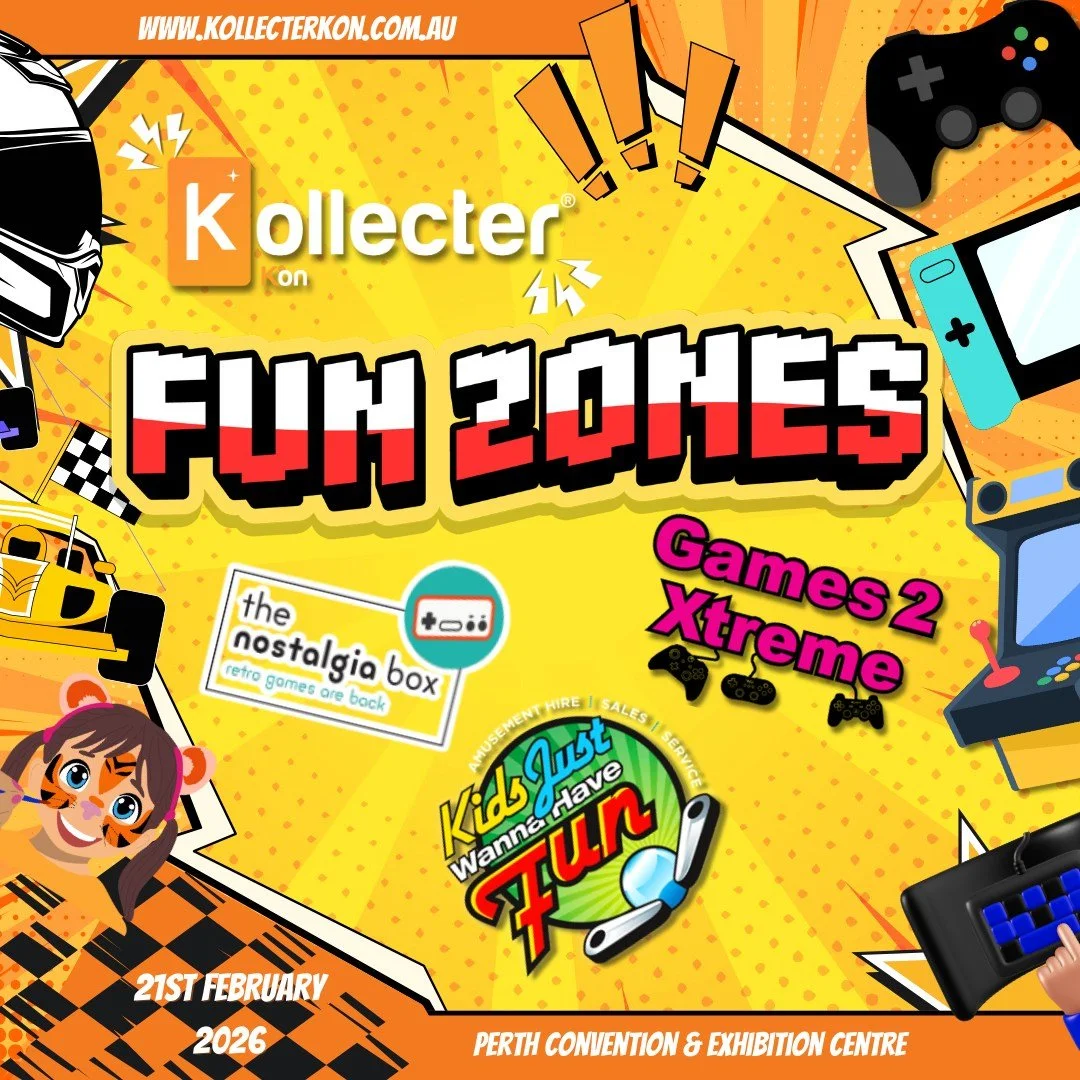 Kollecter Kon is going OFF 🎮🔥

All day gaming trailers.
Arcade machines lined up.
Retro consoles.
Throwback classics.

This is not just a card show. It is a full day of action, energy and entertainment.
Bring your mates, bring the kids and get stuc