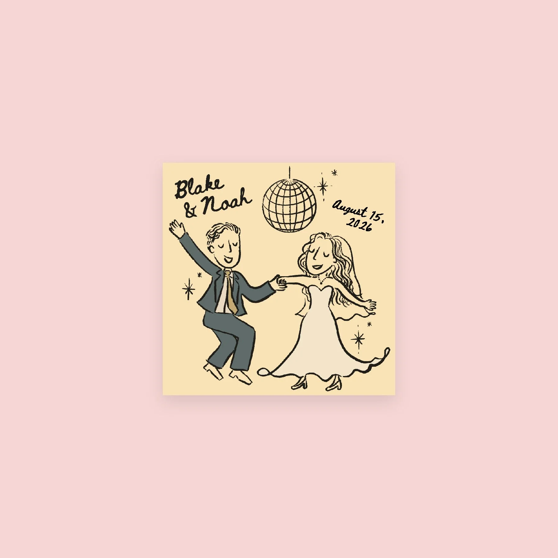 Dancing Bride and Groom | 2.5 x 2.5 in