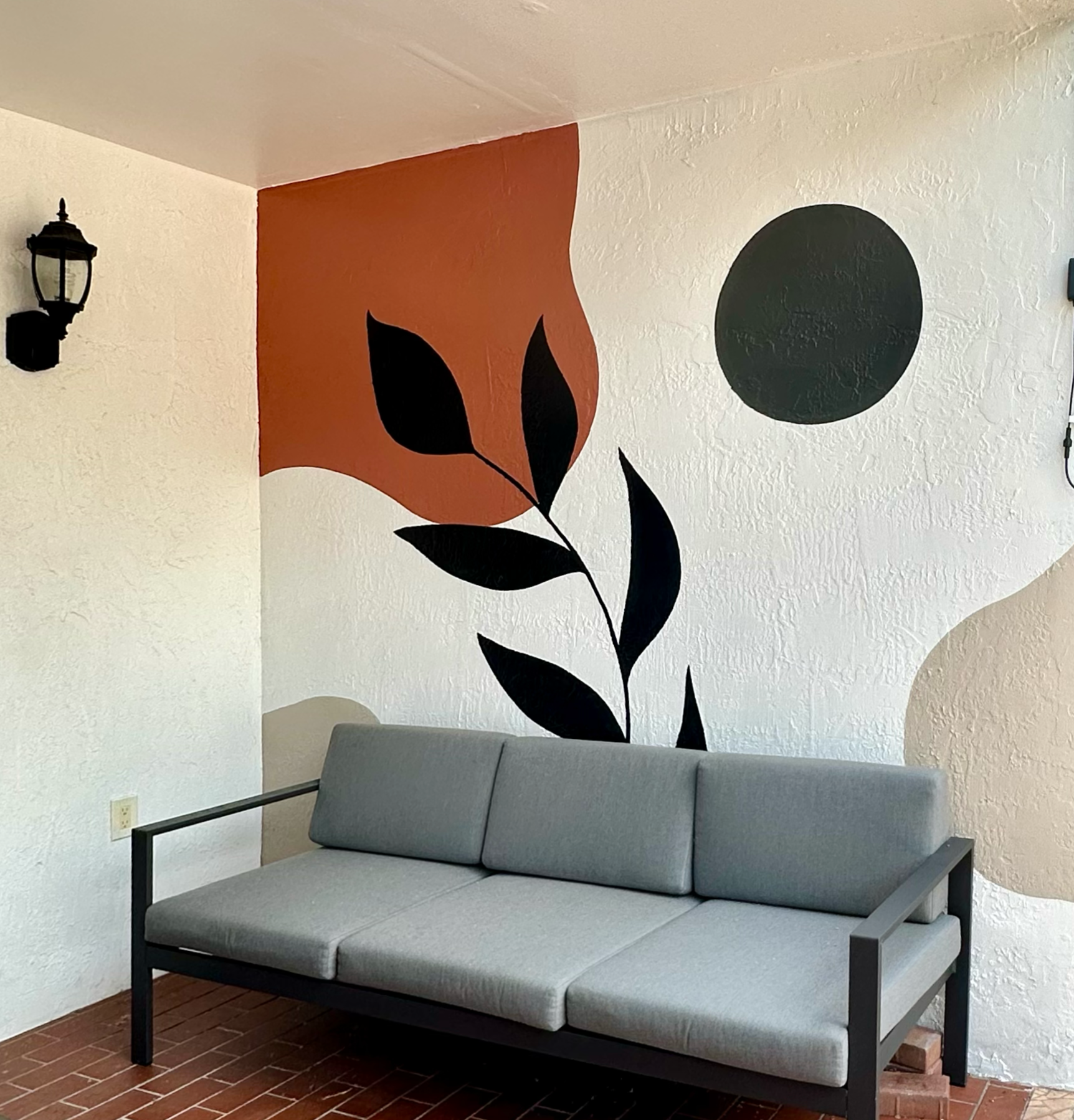 abstract art, linework, contemporary art, wall art, leaves, modern art, mural