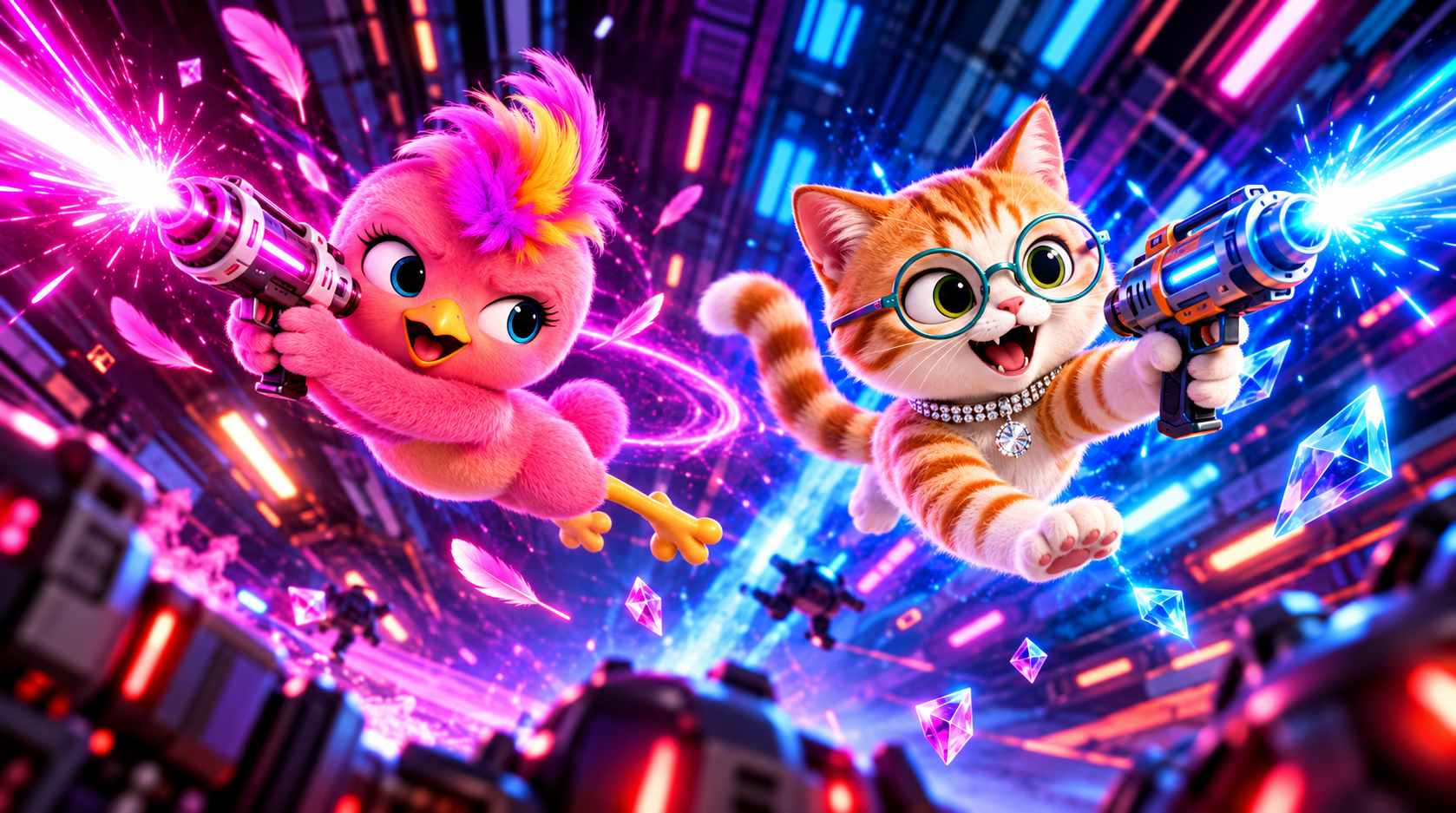 Hero Image of Space Chiken and Bacon theCat - FY!C