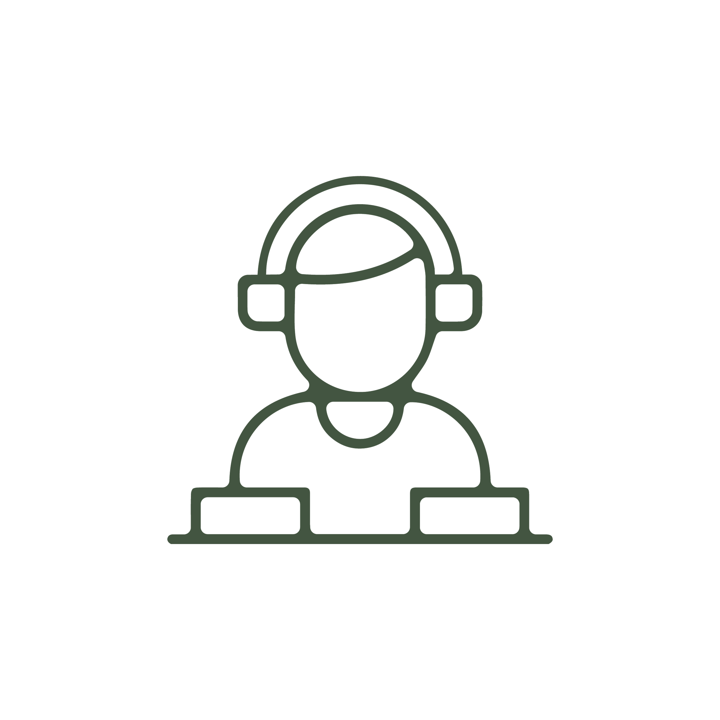 Line drawing of a customer service representative wearing a headset.