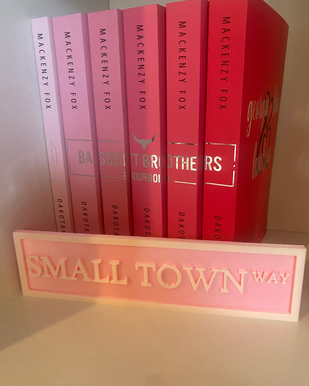 Small Town Way - Shelf Book Sign PINK OR GOLD