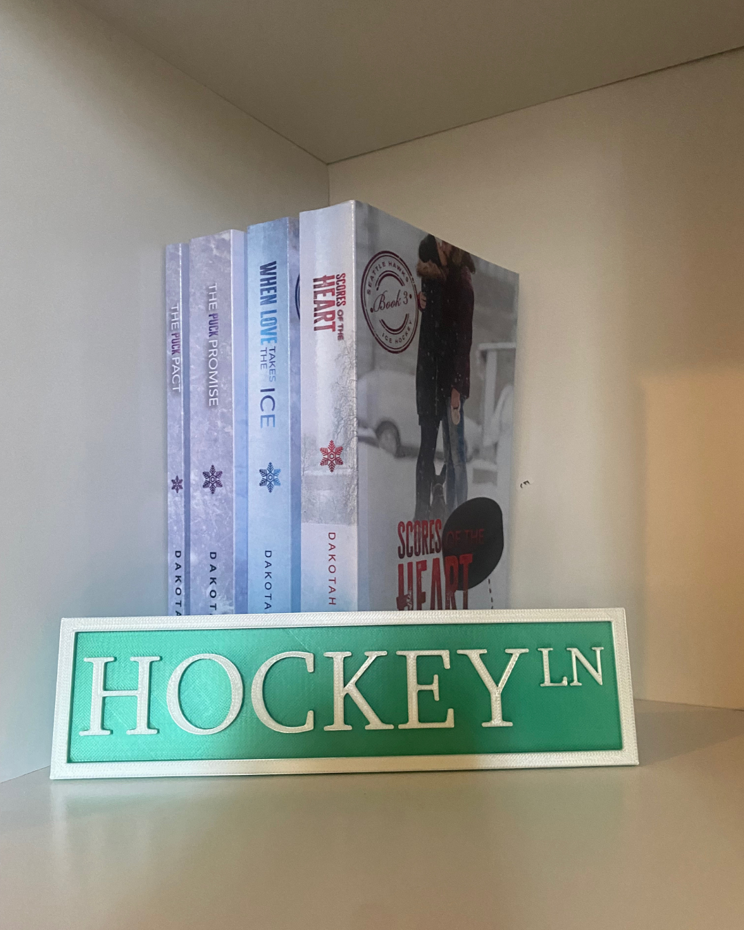 Hockey Ln - Shelf Book Sign PURPLE OR GREEN