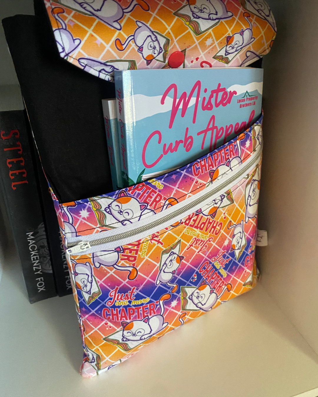 Cat Nap (Just One More Chapter) BAD BOY LARGE Red e-reader/book sleeve/pouch 3 in 1