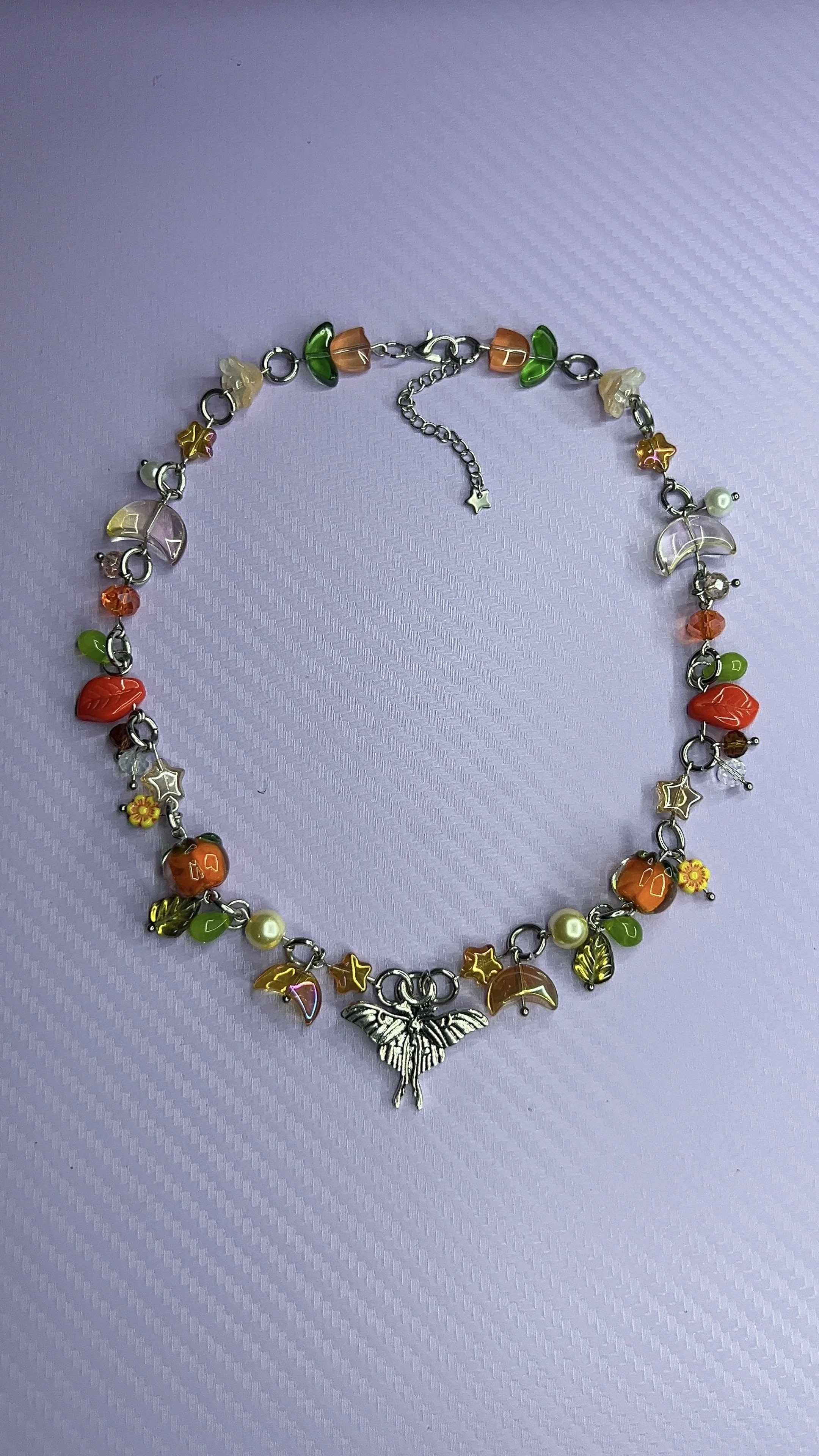 Handmade-Luna-moth-necklace-orange-and-green-glass-beads.jpg