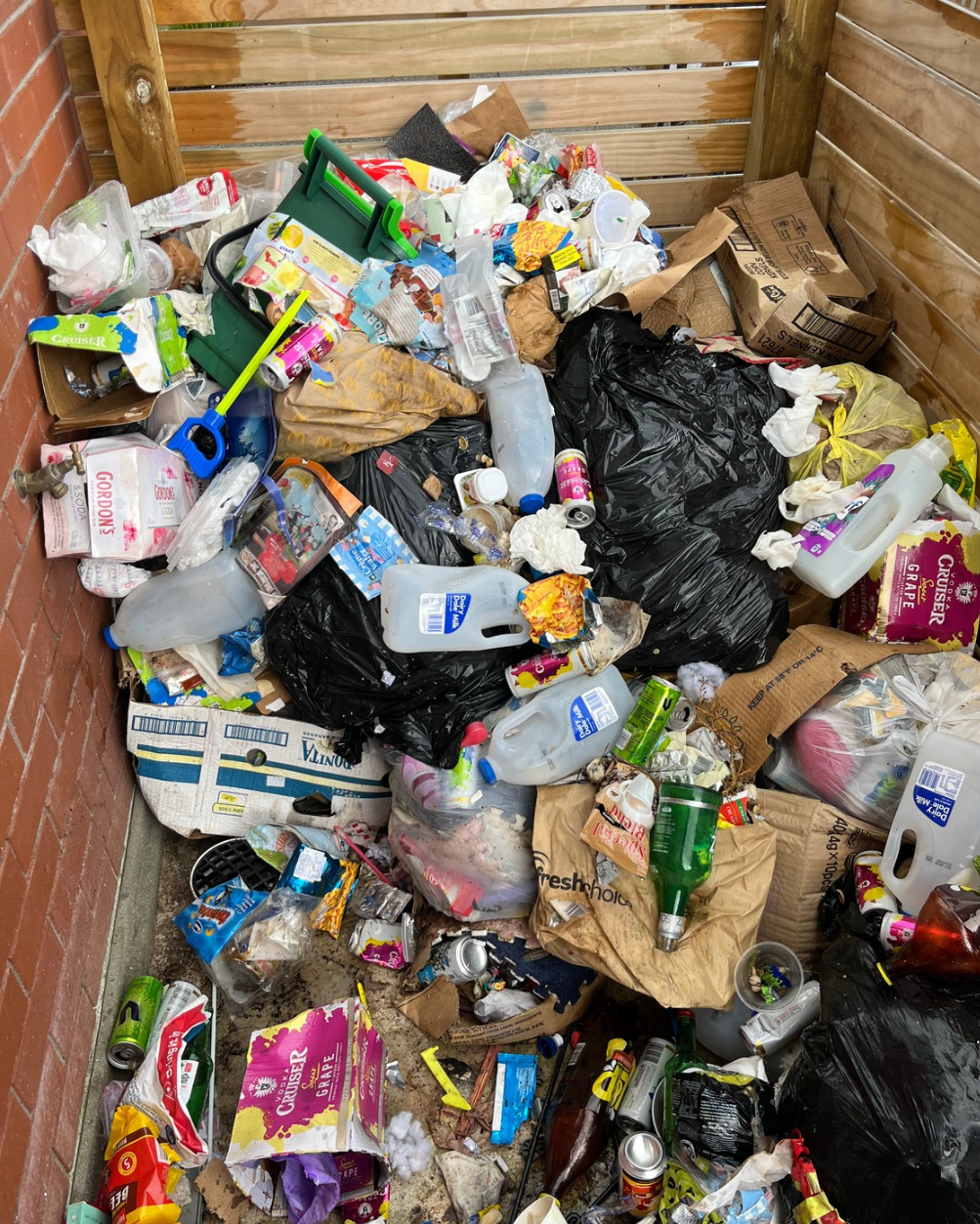 Rubbish removal - clearing overflowing bins at a property in Tauranga