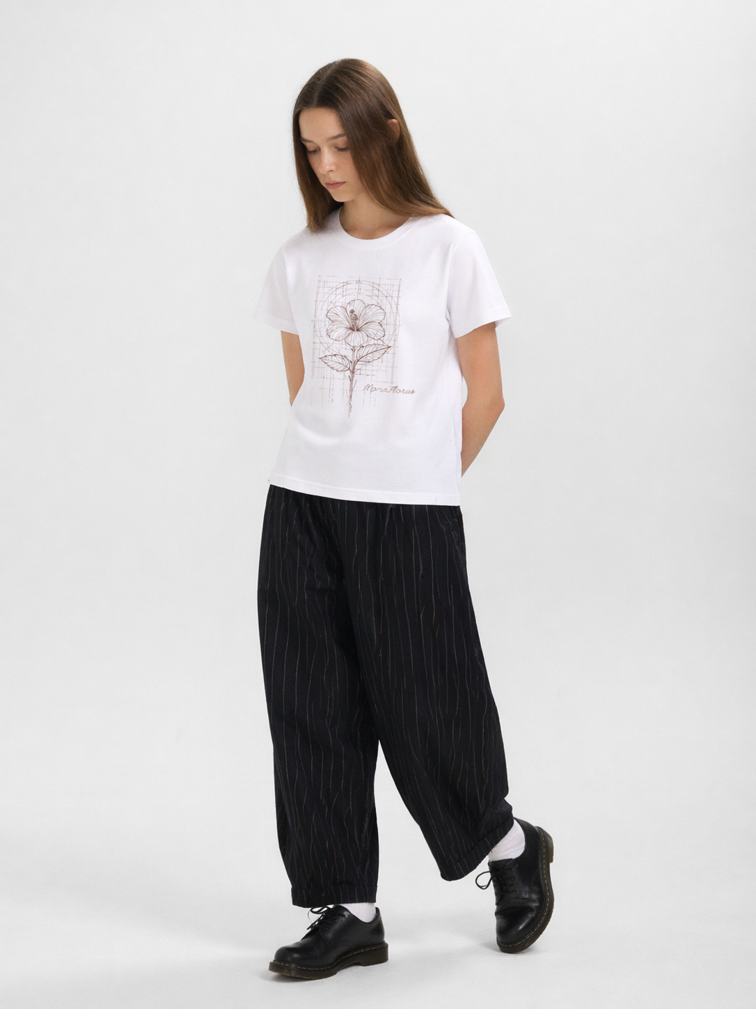 Floral Blueprint T-shirt in WHITE