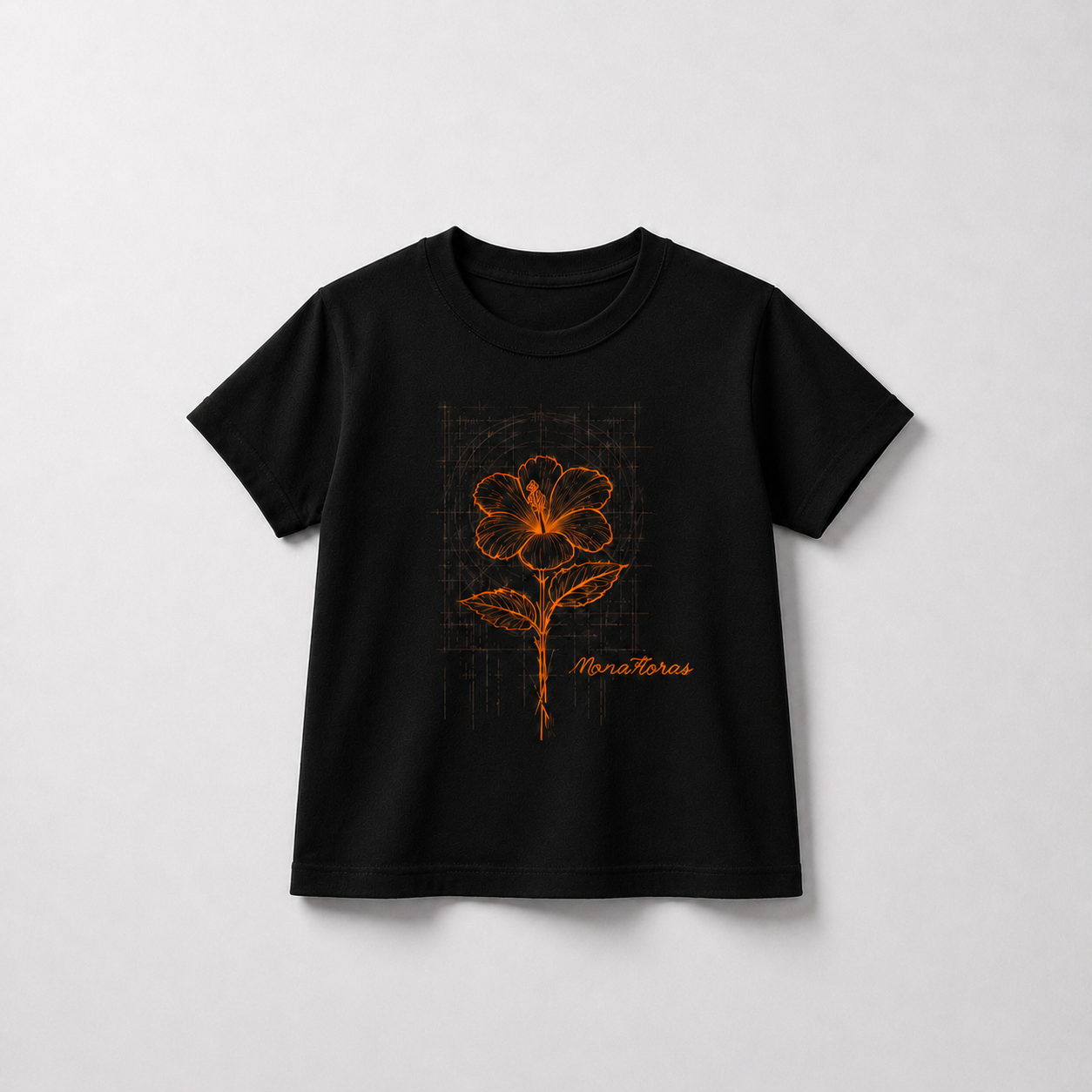 Floral Blueprint T-shirt in BLACK