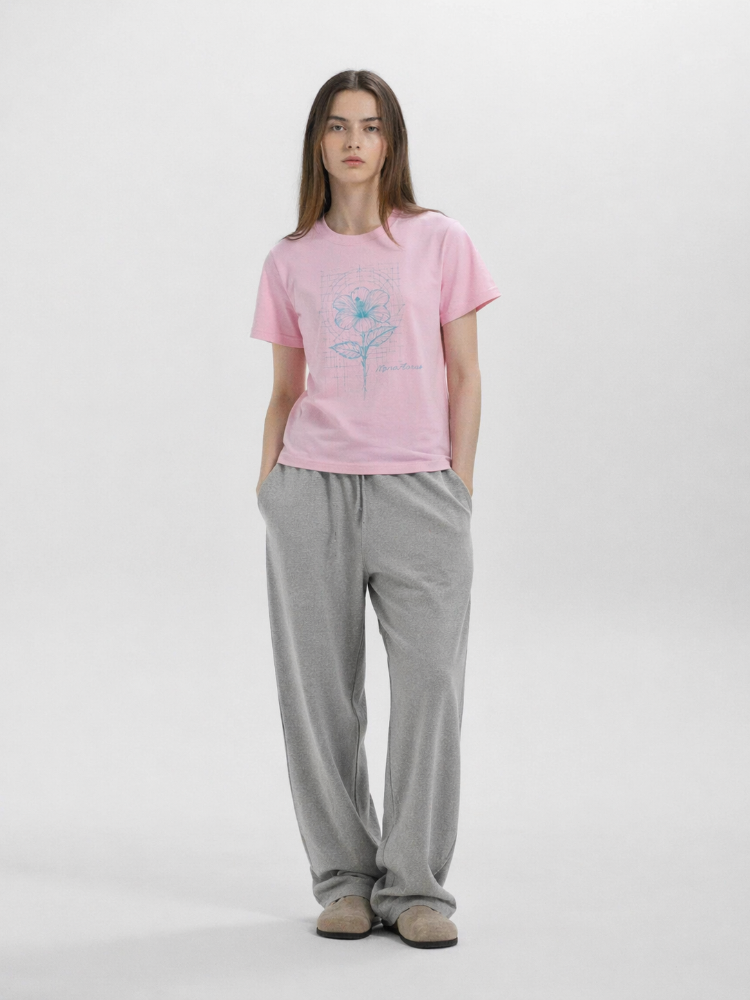 Floral Blueprint T-shirt in PINK