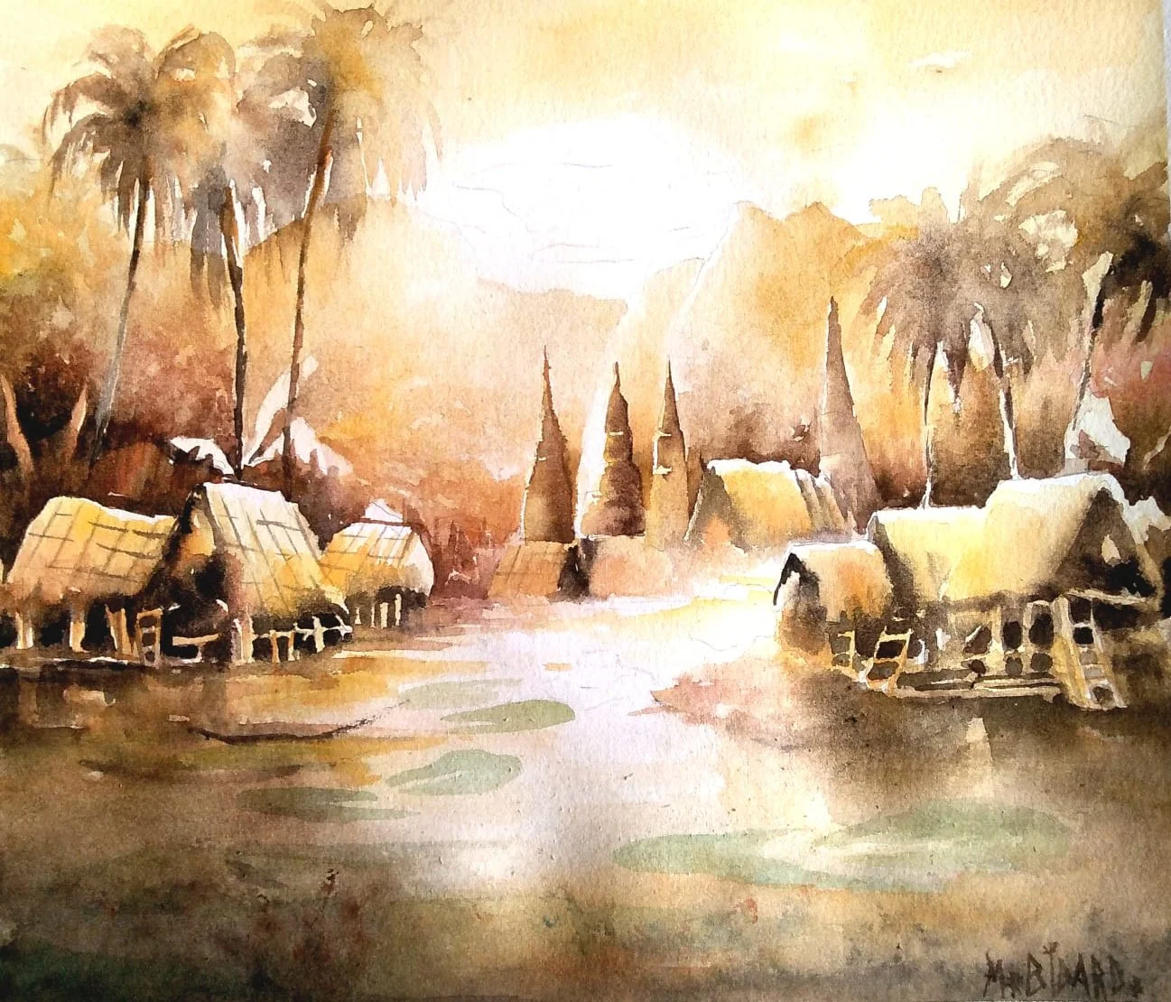 Impression tropicale 9 - Aquarelle sur papier 30 x 40 cm