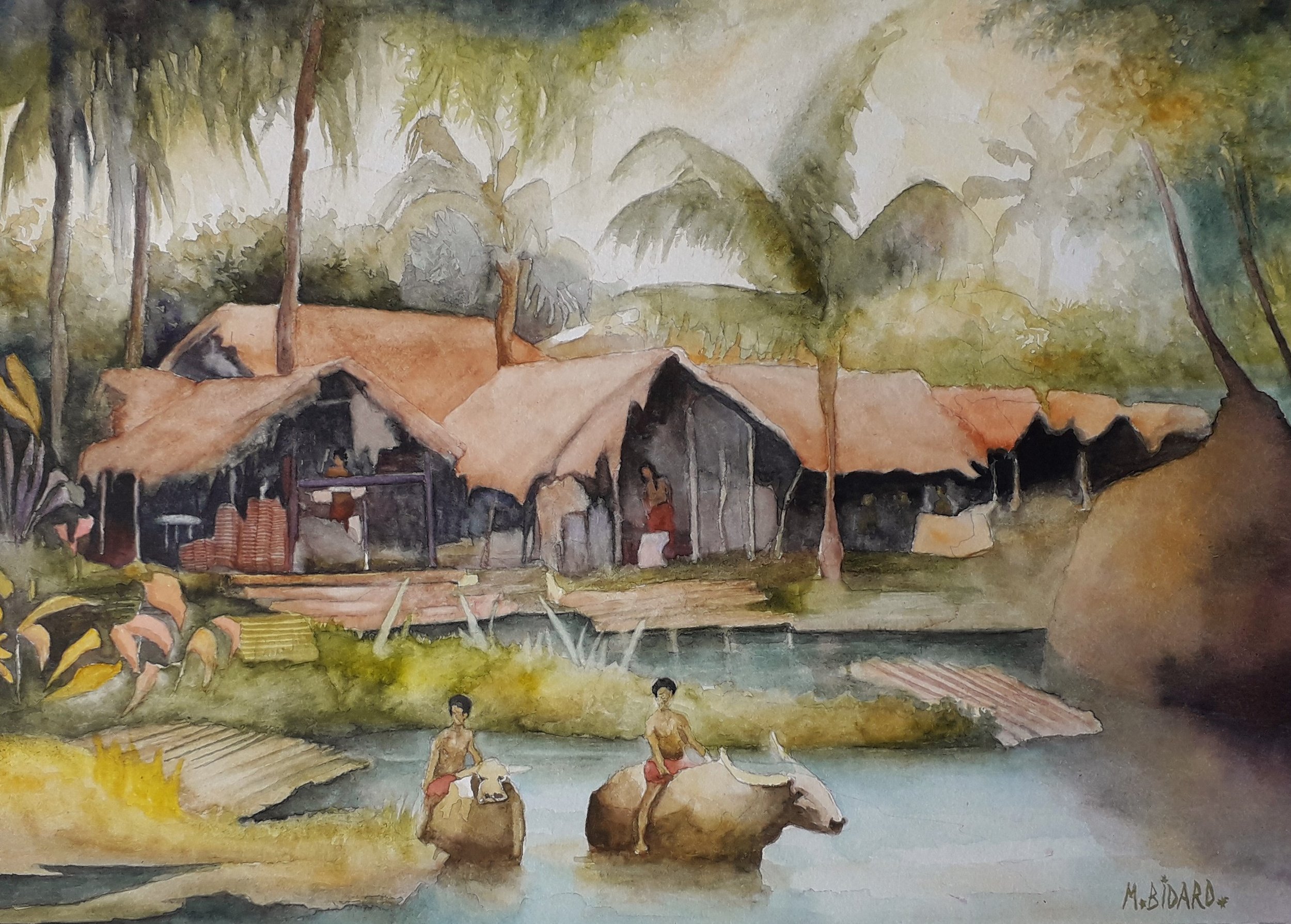 Impression tropicale 4 - Aquarelle sur papier 32 x 43 cm
