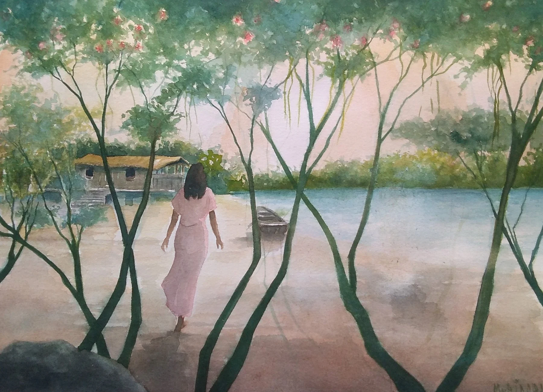 Impression tropicale 17 - Aquarelle sur papier 30 x 40 cm