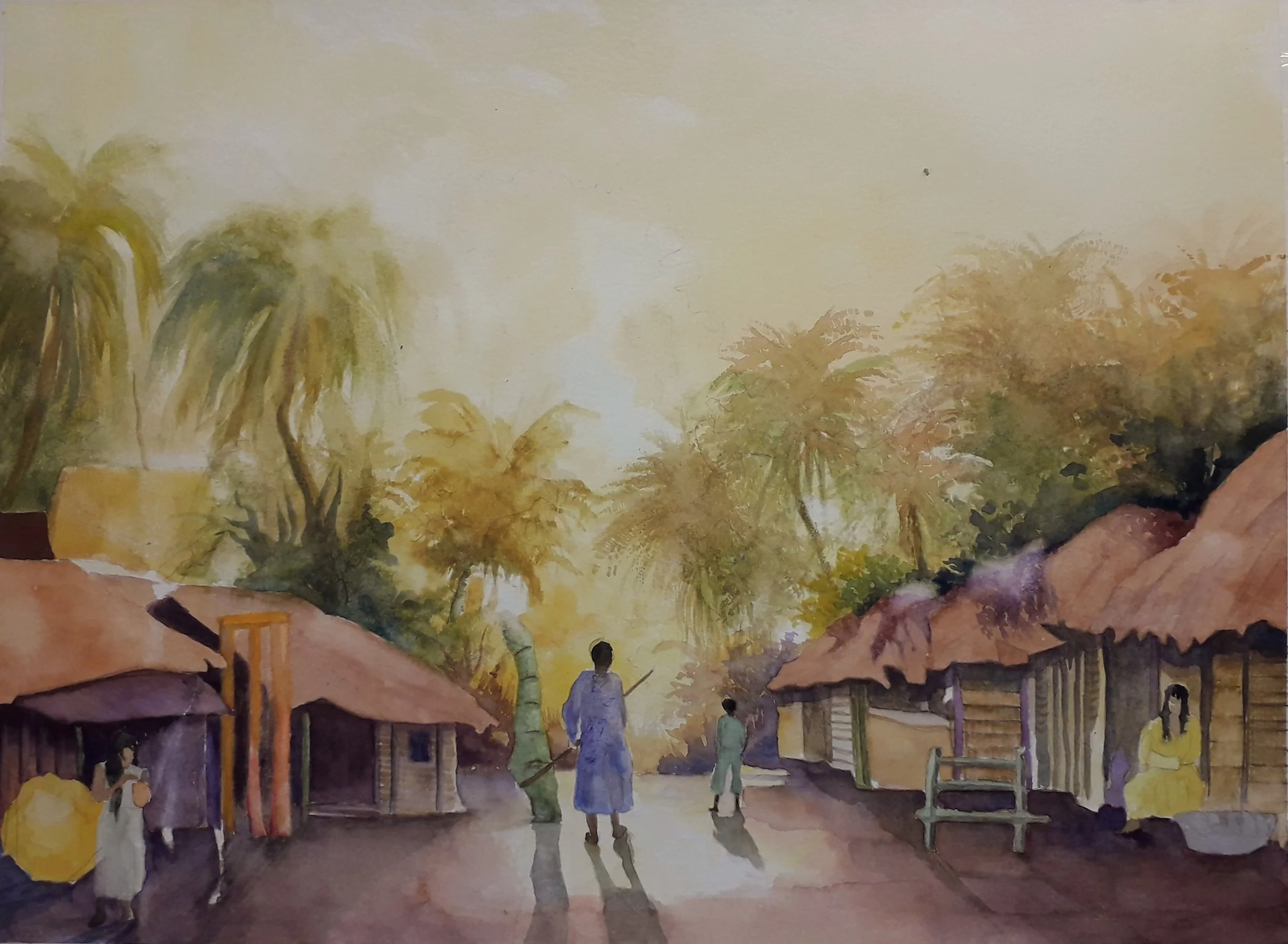 Impression tropicale - Aquarelle 32 x 43 cm