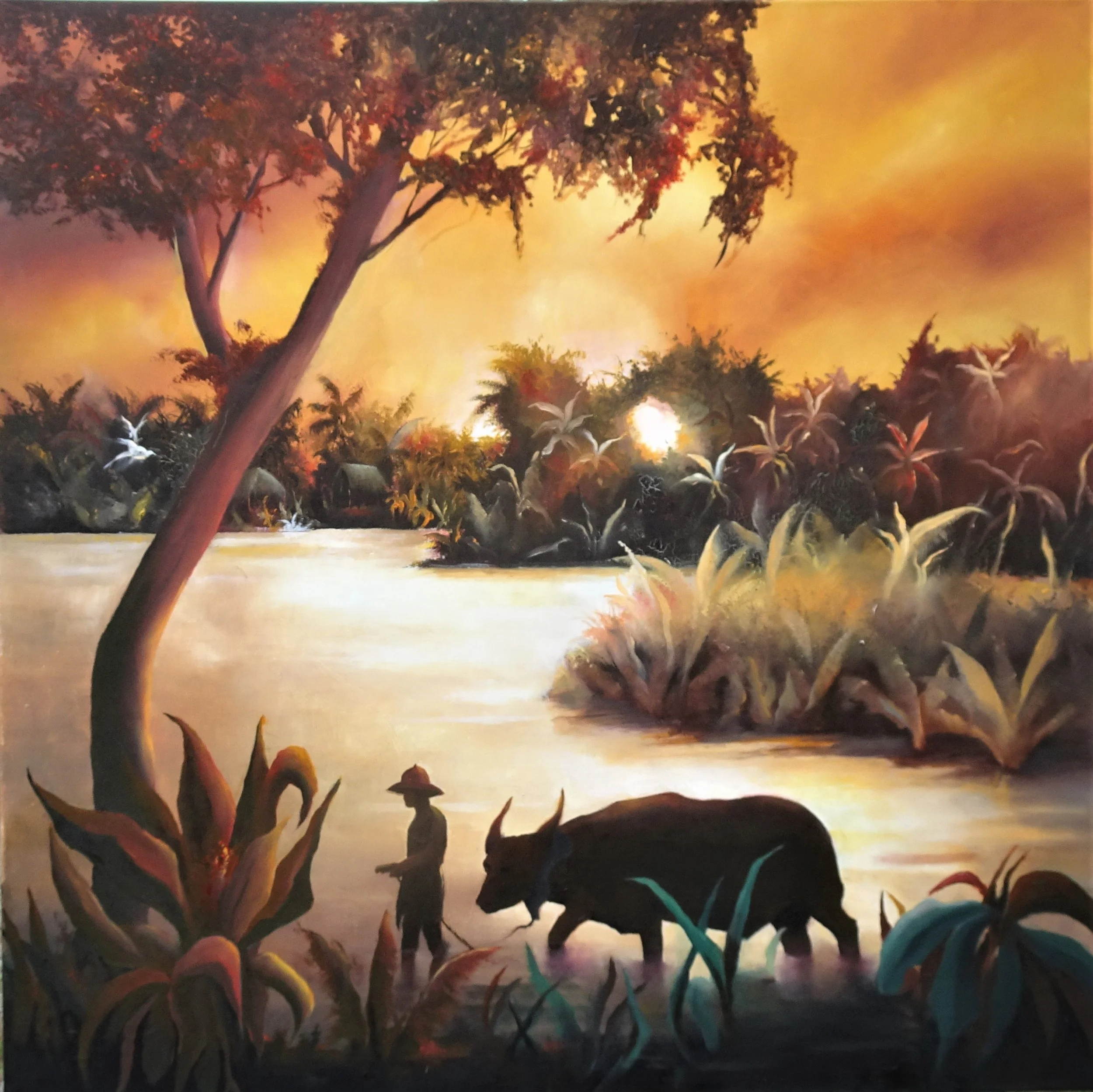 Latitudes 3 - Huile sur toile 100 x 100 cm